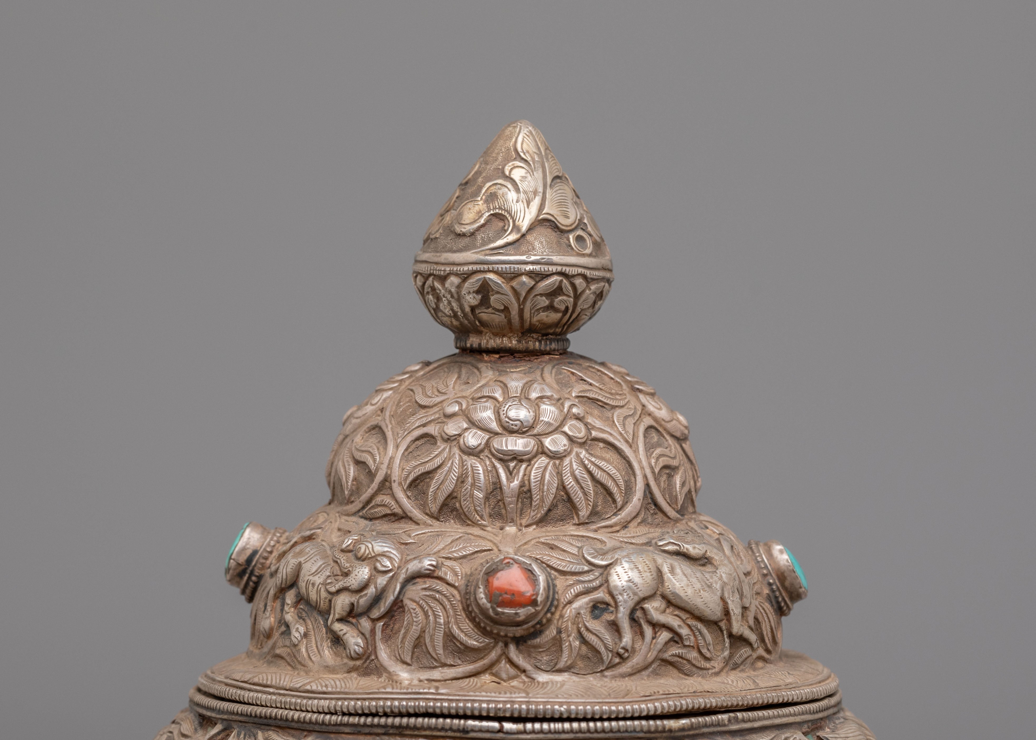 Sacred Tibetan Ritual Rice Vessel | Traditional Buddhist Offerings Vessel