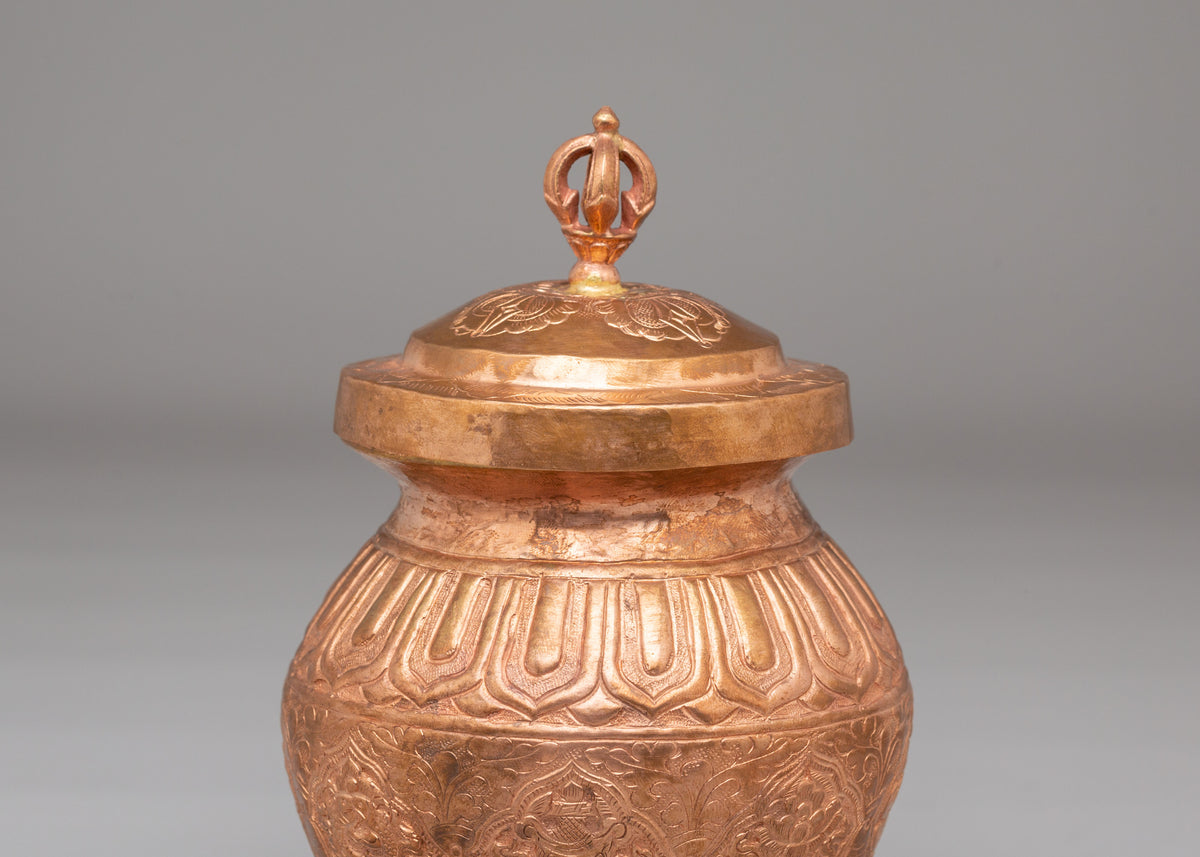 Himalayan Ritual Kalash Vase | Tibetan Buddhist Water Offering Vessel