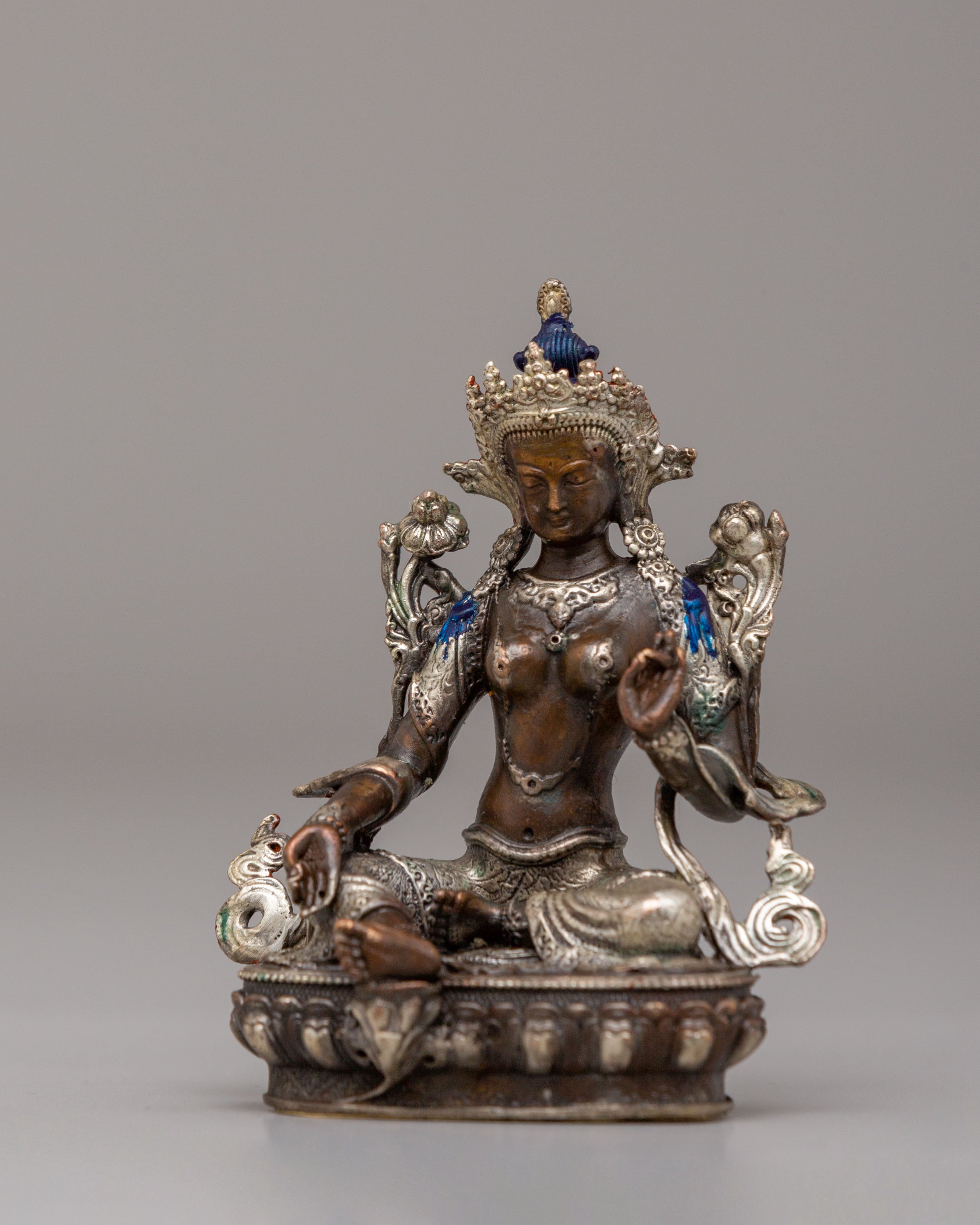Spiritual Green Tara Goddess Statue | Handcrafted Tibetan Copper Artwork
