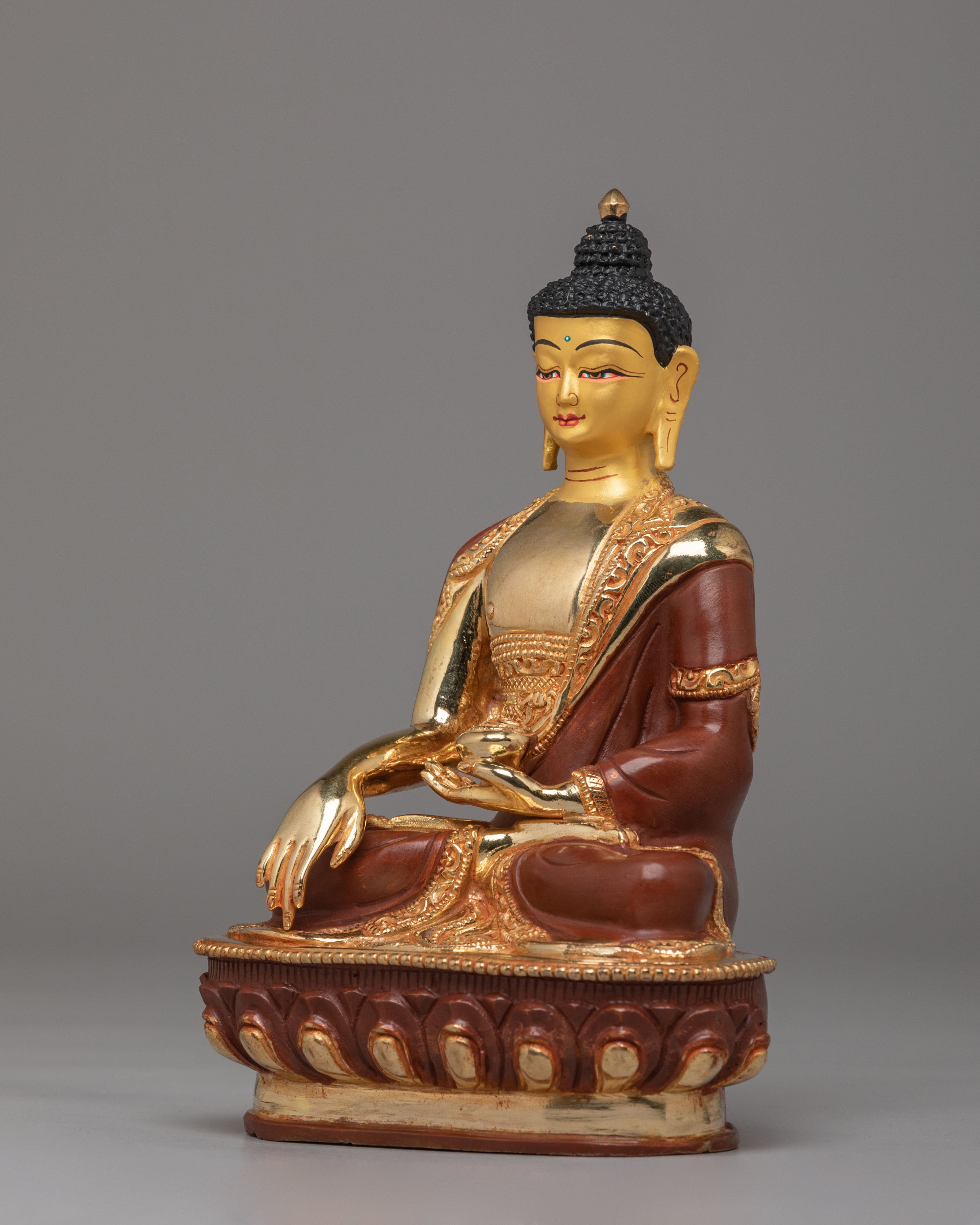 Historic Shakyamuni Buddha Statue | Gold Plated Buddhist Altar Decor