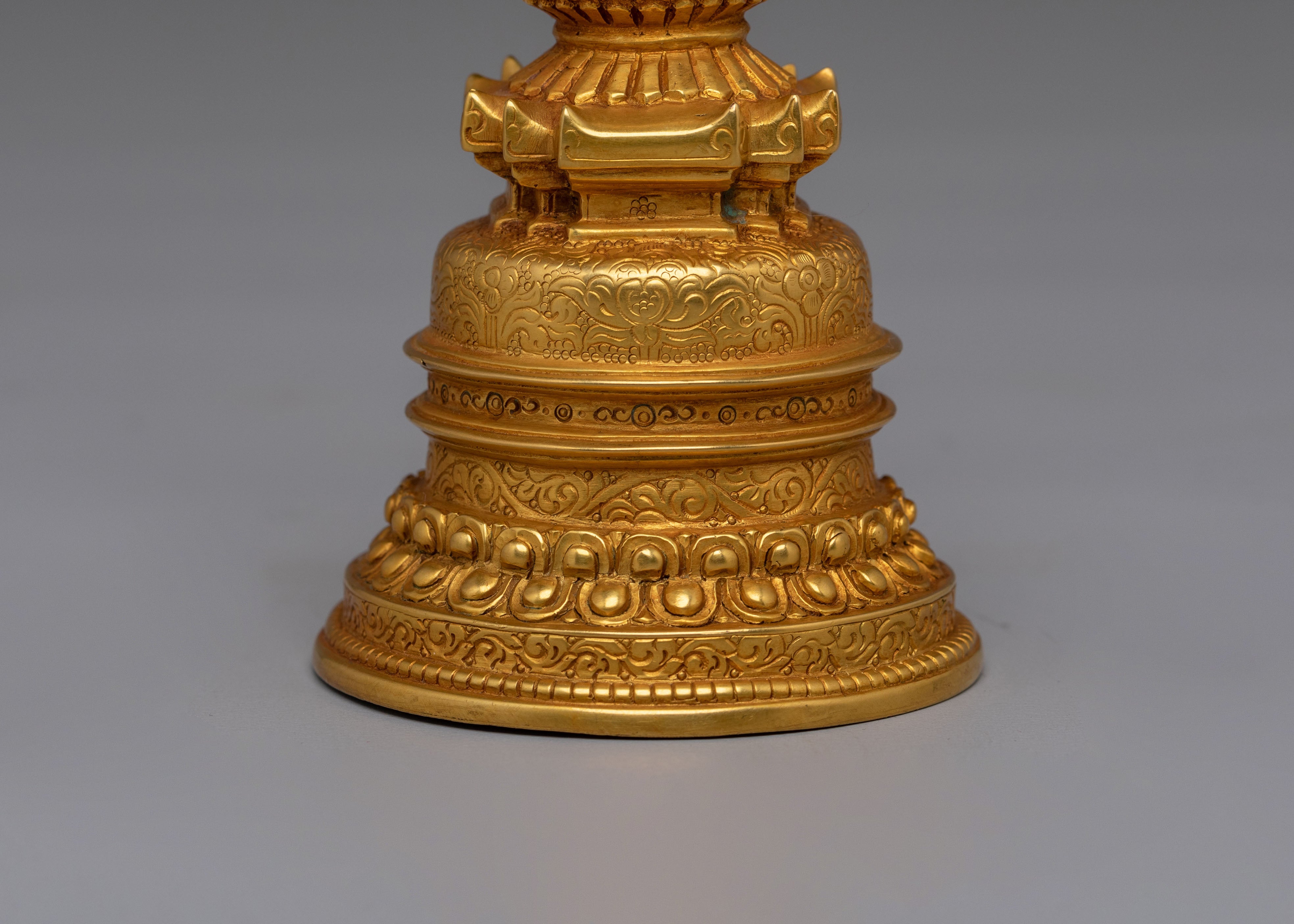 Handmade Kadampa Enlightment Stupa | Gold Plated Tibetan Stupa