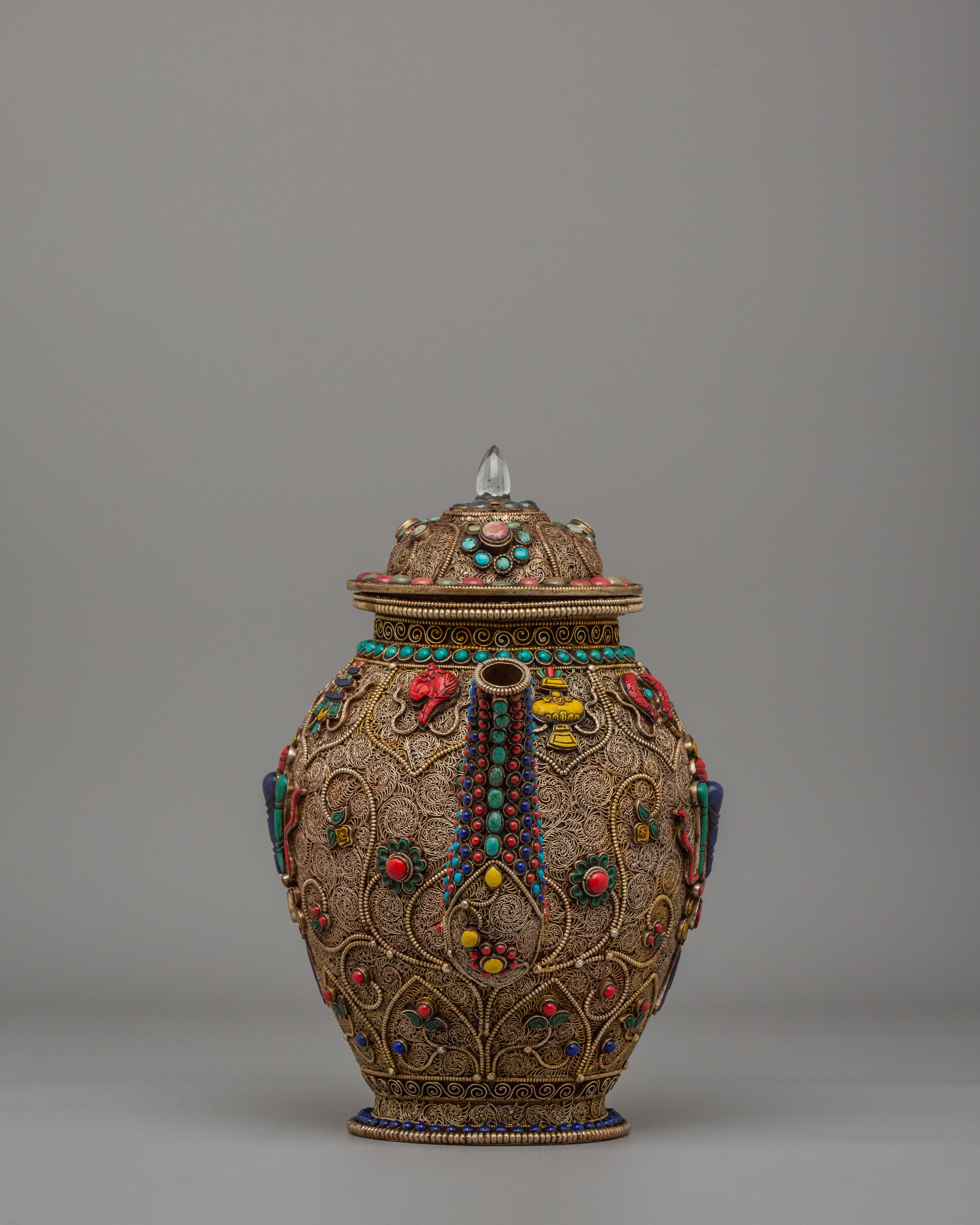 Buddhist Ceremony Tea Pot | Sacred Himalayan Religious Artwork