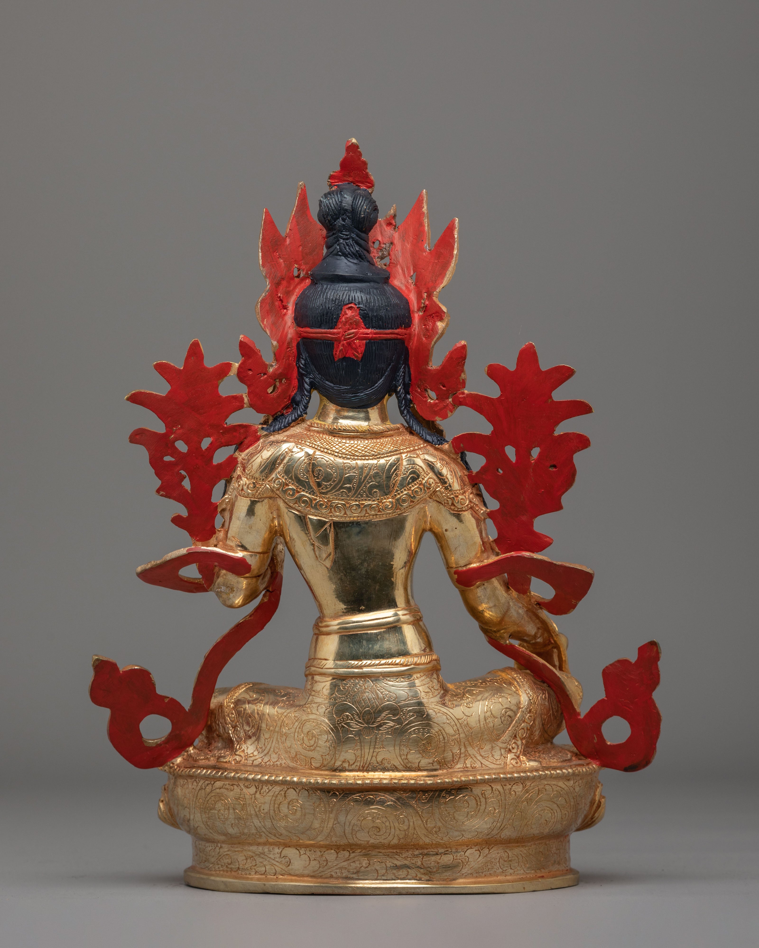 Sacred Green Tara Sculpture | Copper Body with 24K Gold Plating and Gemstones