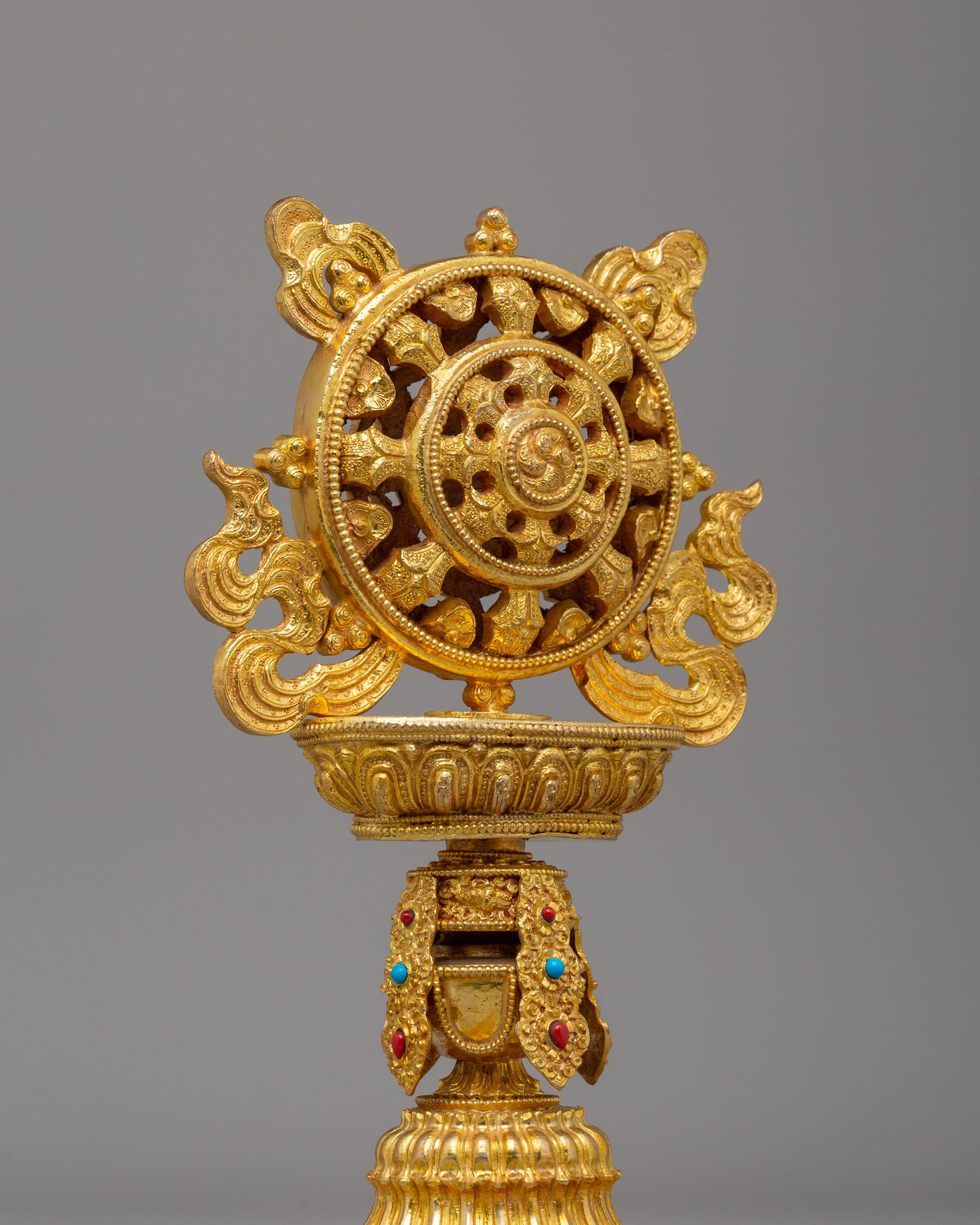 Sacred Dharma Wheel Sculpture | Symbol of Enlightenment