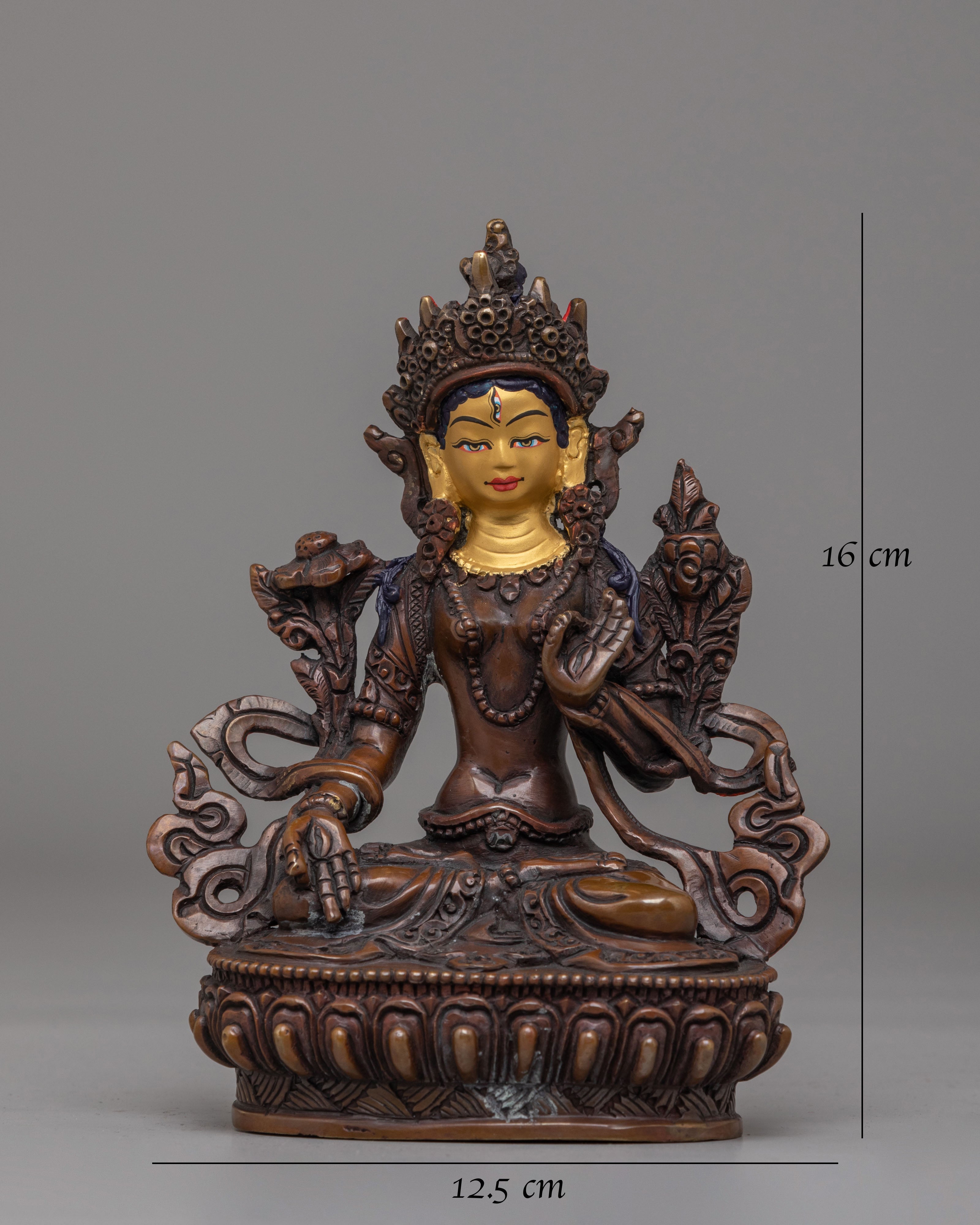 Himalayan White Tara Deity Statue | Sacred Tibetan Artwork