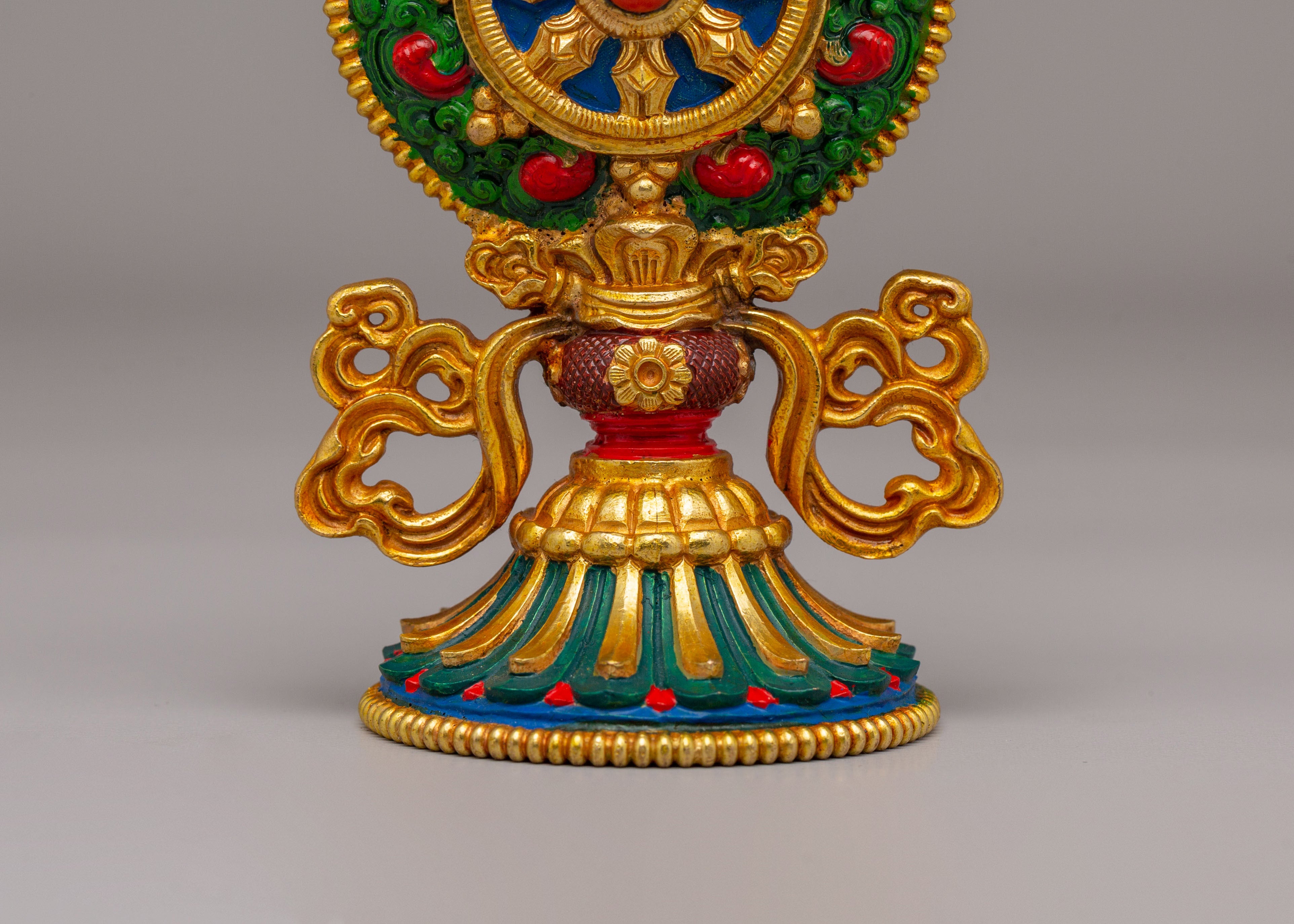 Tibetan Dharma Wheel For Altar | Sacred Symbol of Enlightenment