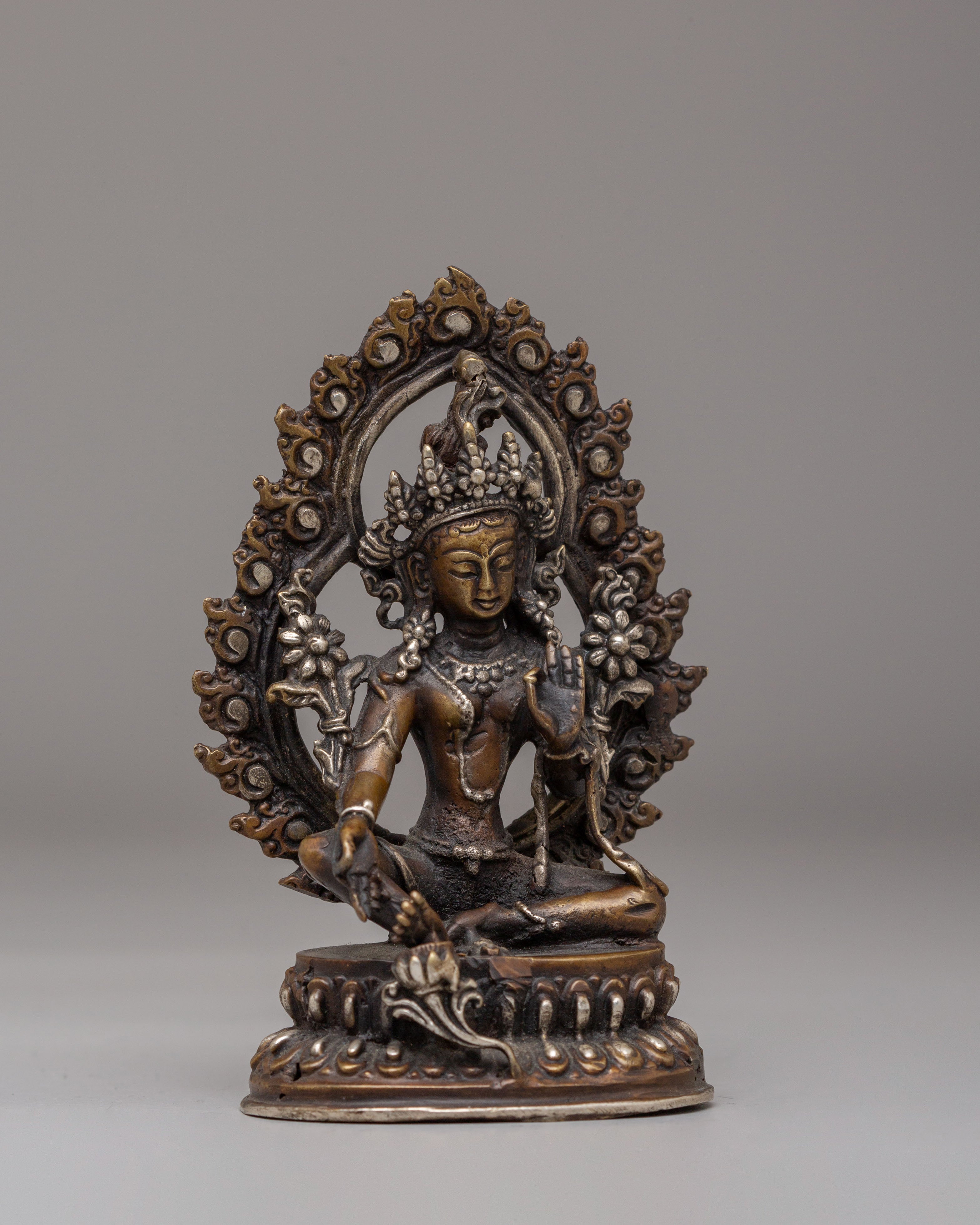Handcrafted Green Tara Buddhist Statue | Tibetan Goddess of Compassion & Protection