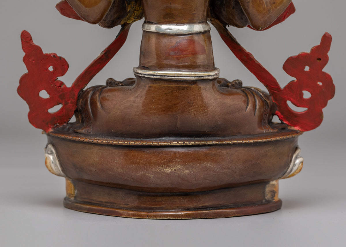 Spiritual Four-Armed Chenrezig Statue | Gold Plated Avalokiteshvara Buddhist Sculpture