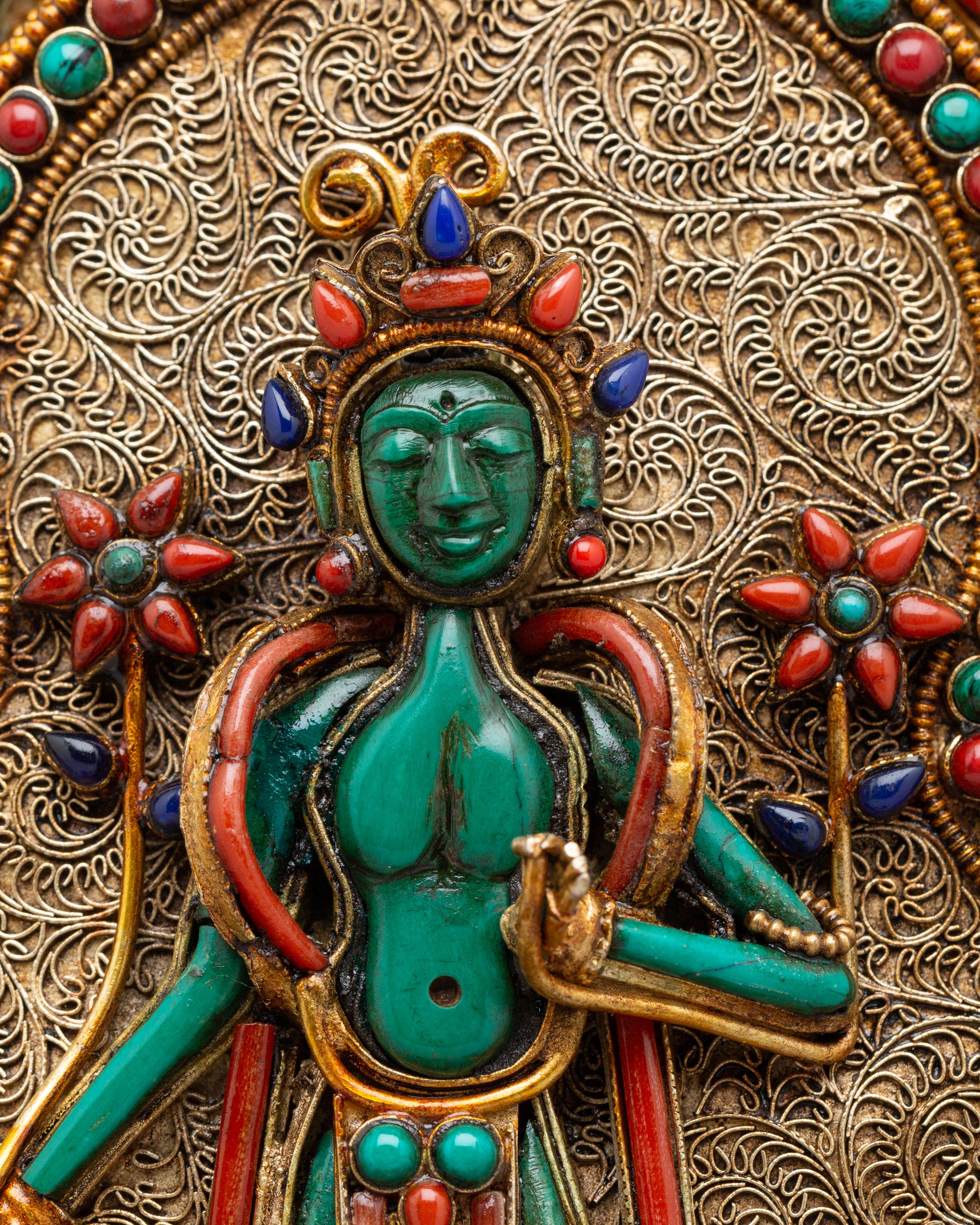 Tibetan Standing Green Tara Statue | Goddess of Compassion and Protection