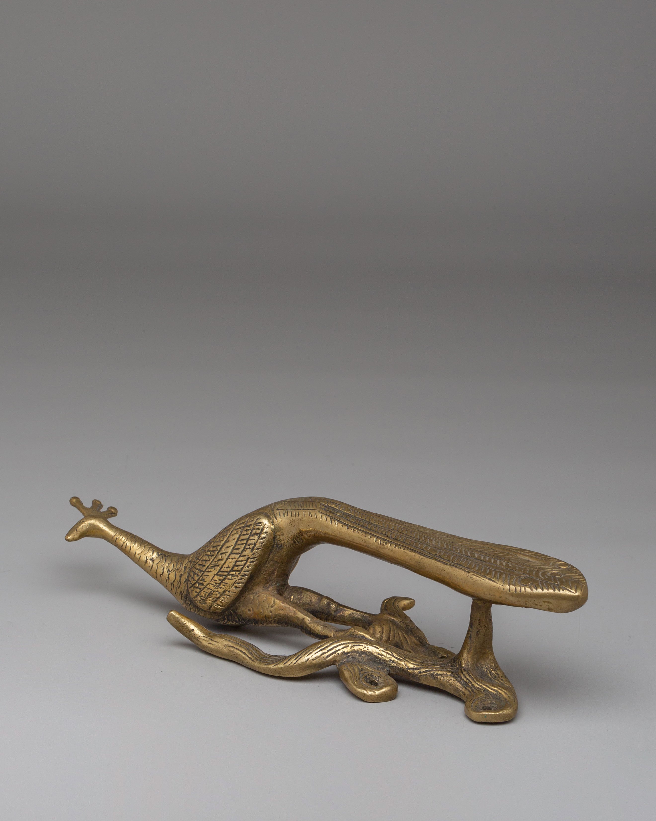 Handmade Peacock Door Handle | Brass Artwork