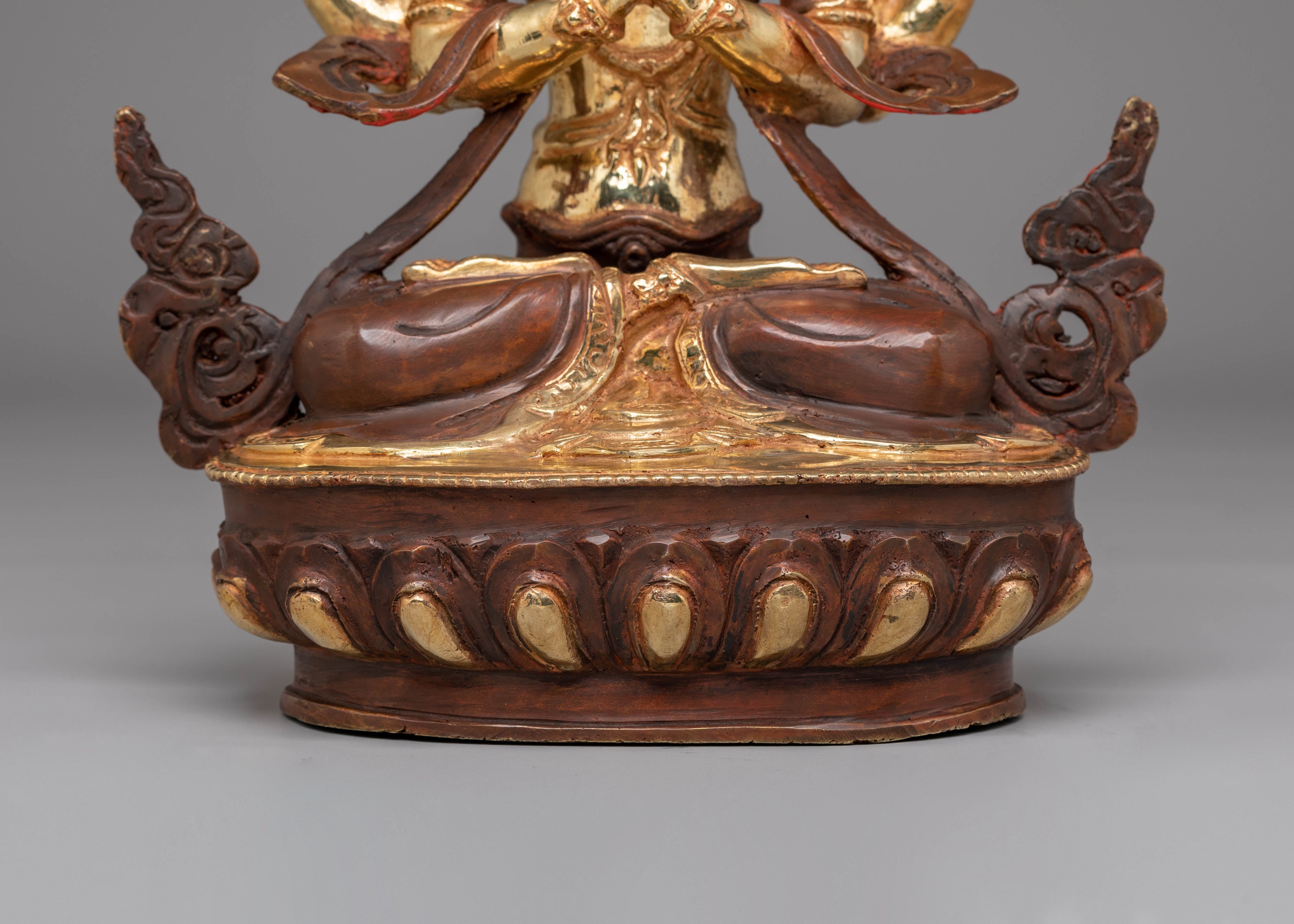 Tibetan Compassion Bodhisattva Statue | 24K Gold Plated Buddhist Sculpture