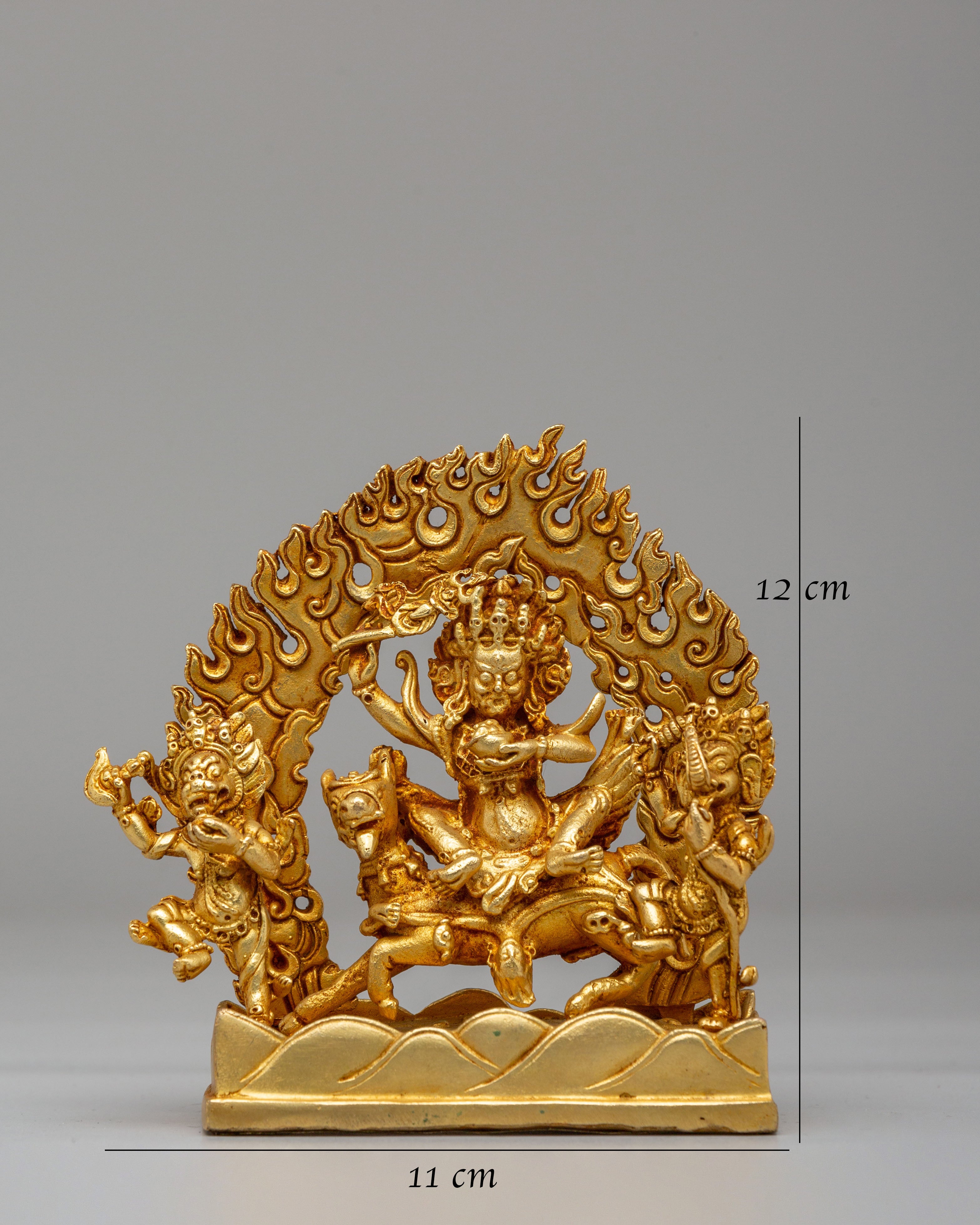 Tibetan Palden Lhamo Statue | Handcrafted Gold Plated Copper Art