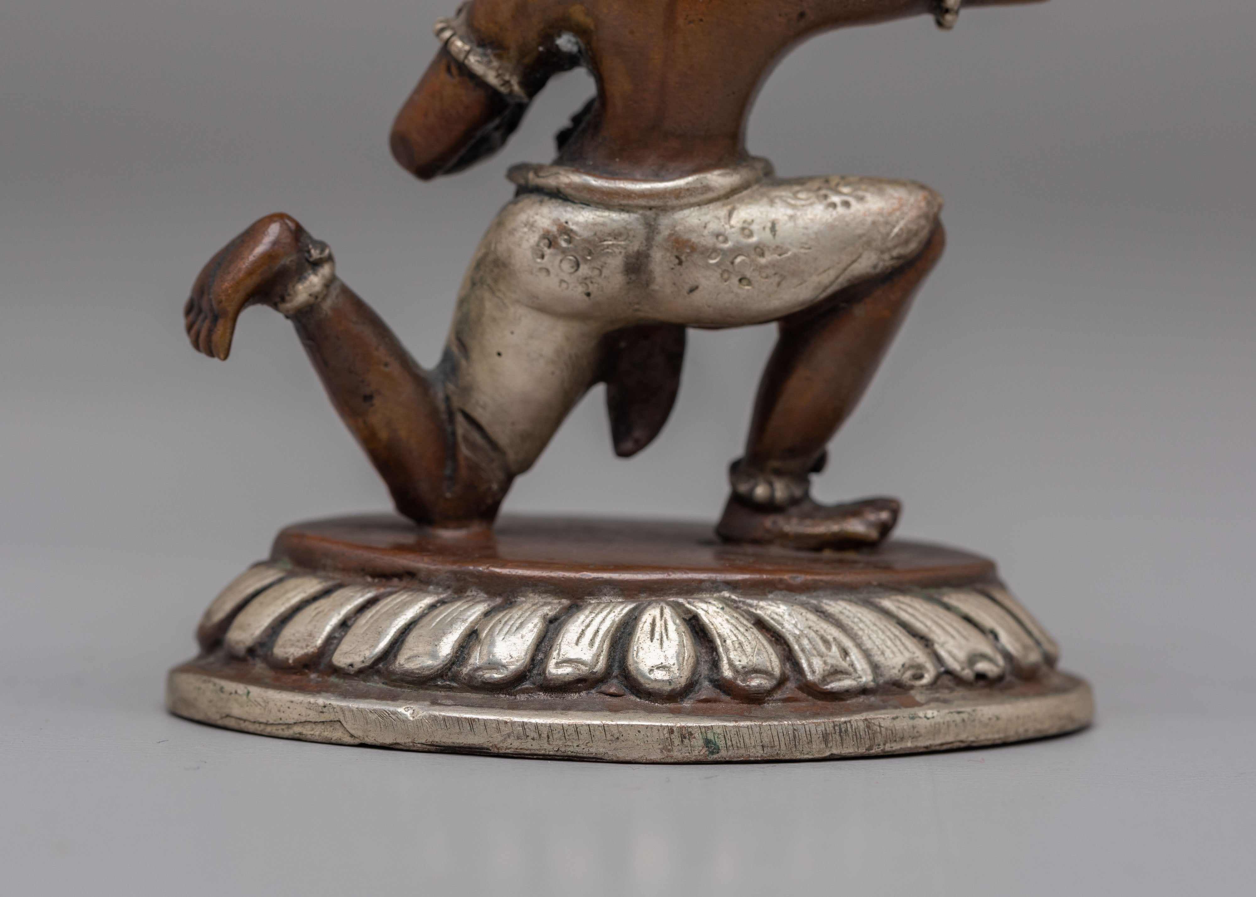 Spiritual Achala Sculpture | Silver Plated Copper Wrathful Deity