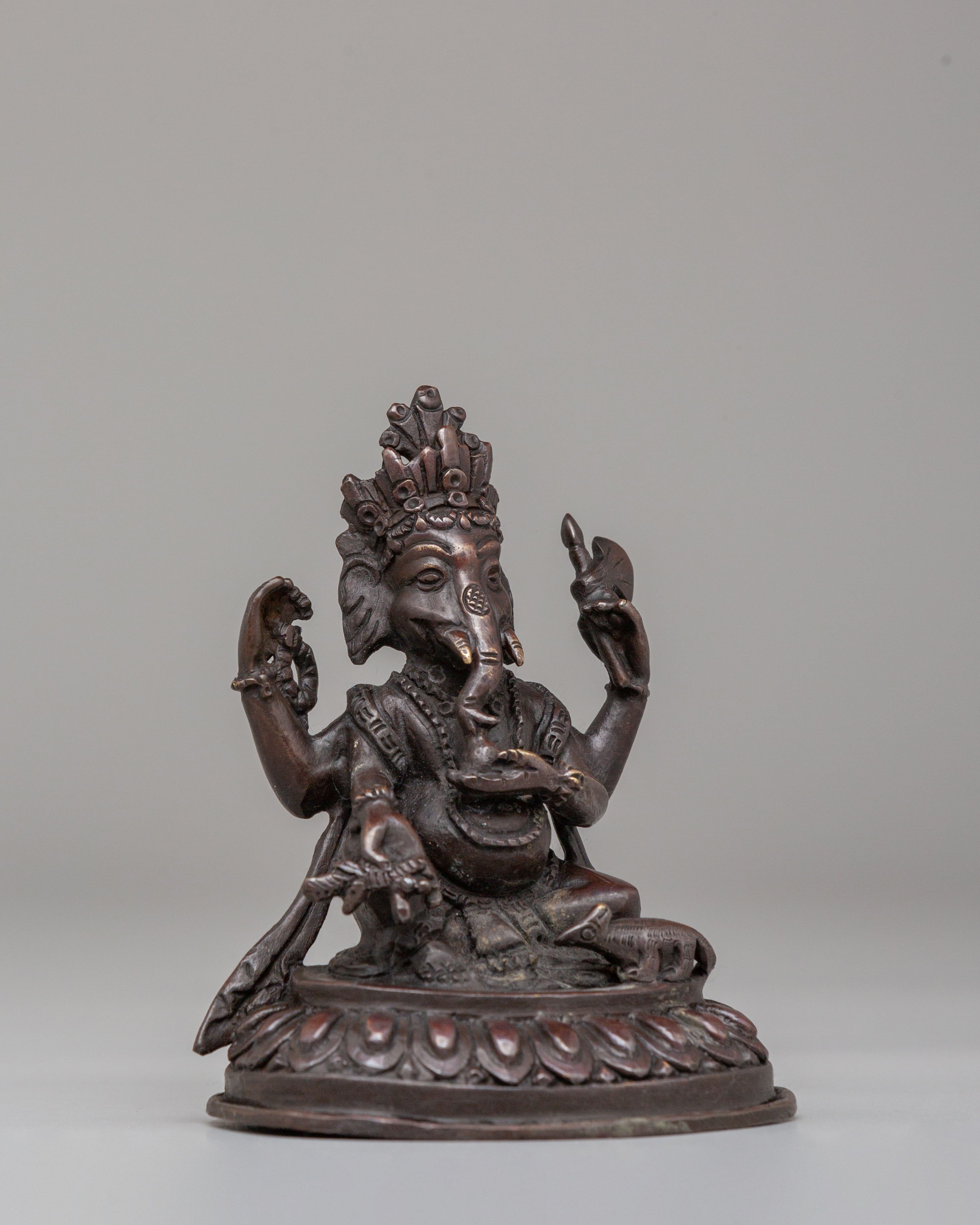 Spiritual Ganesh Deity Statue | Oxidized Copper Ganesha Idol for Meditation