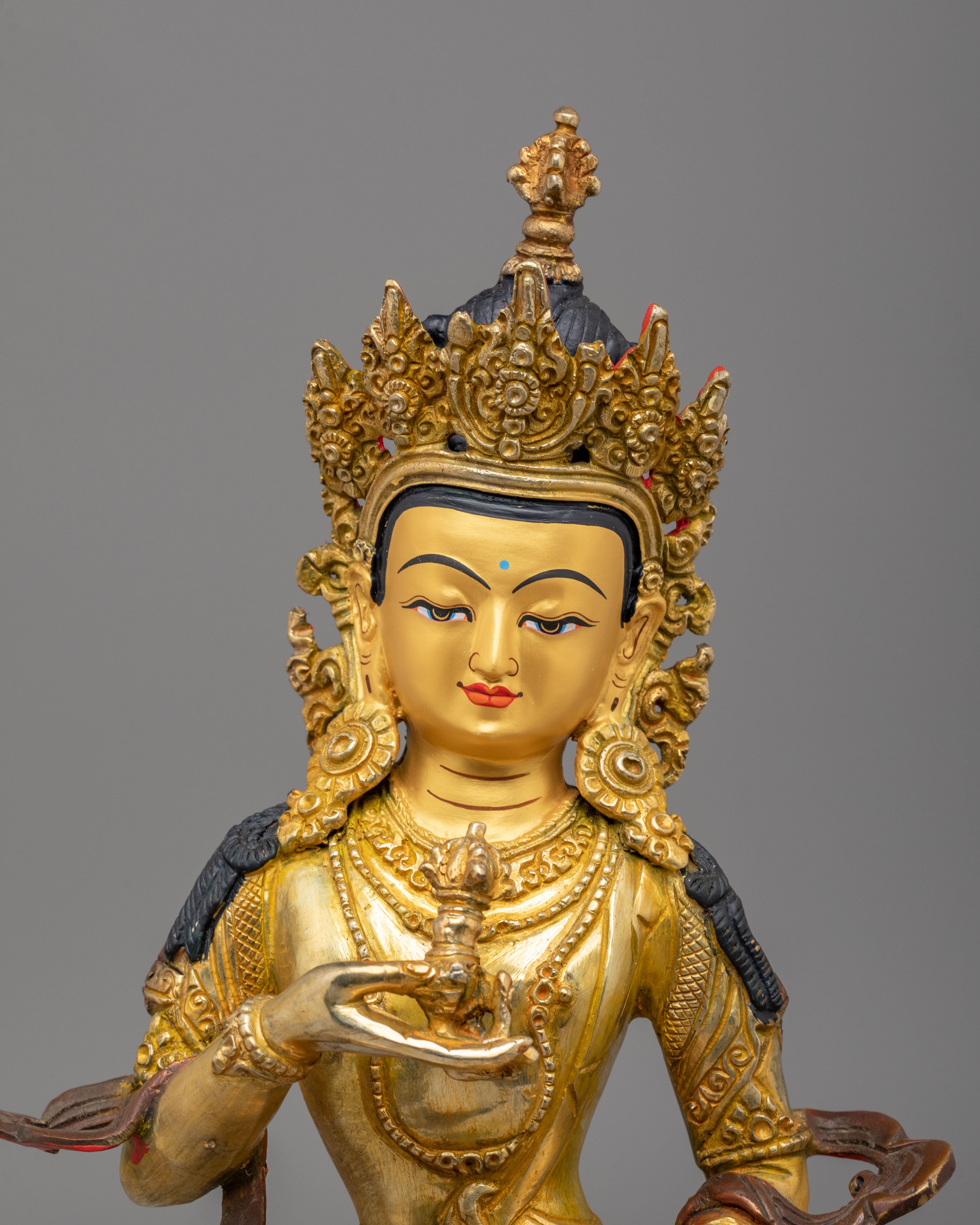 Sacred Vajrasattva Deity Sculpture | 24K Gold Plated Vajrasattva