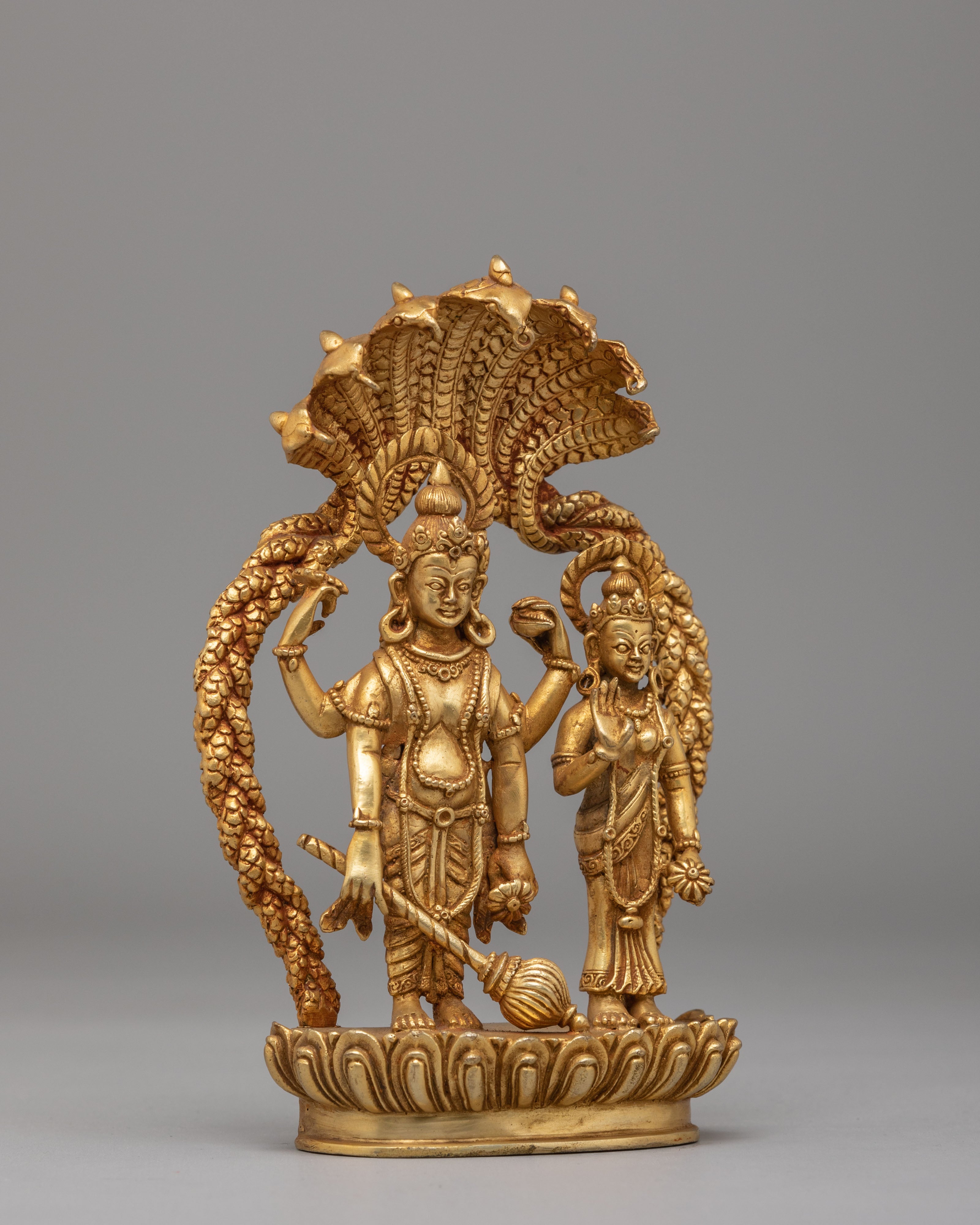 Lord Vishnu with Lakshmi Statue | Hindu Deity Figurine