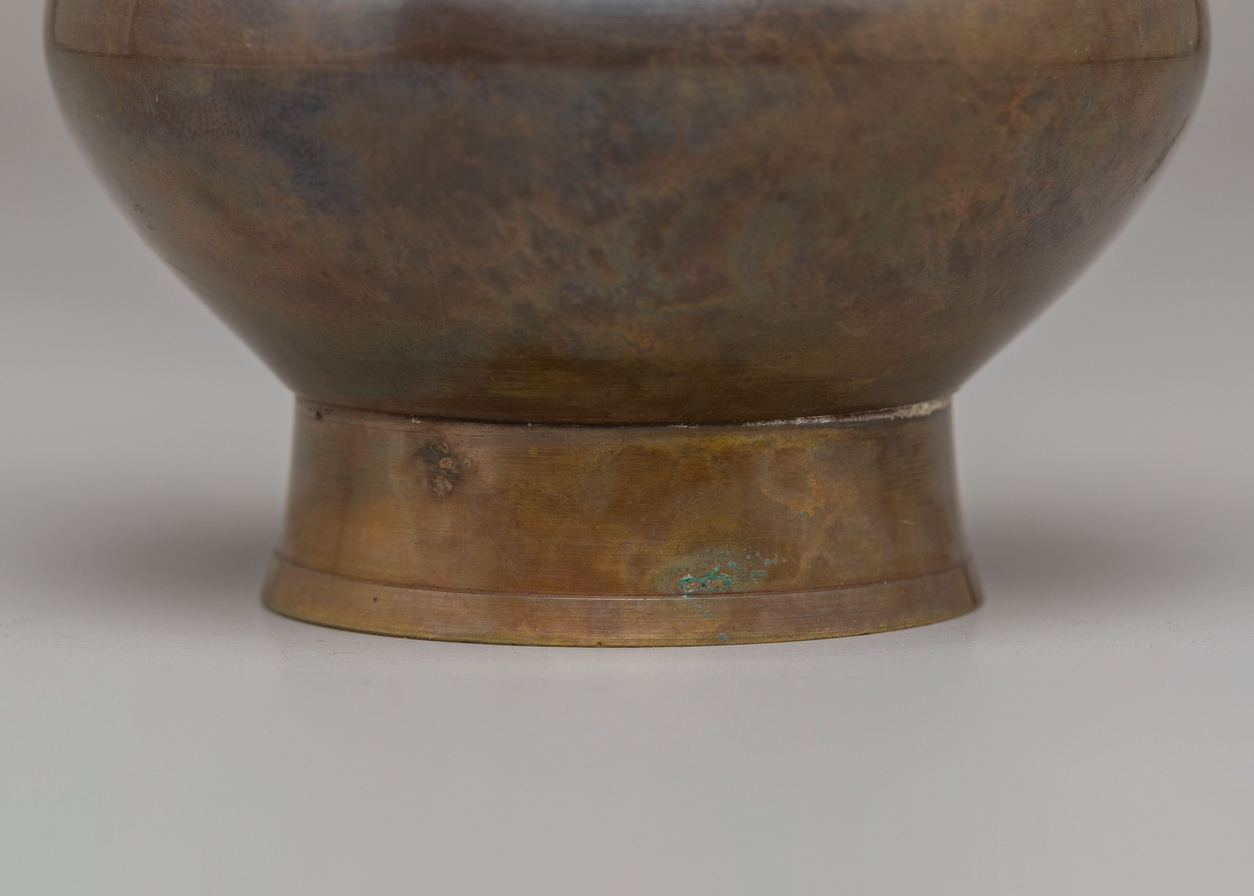 Buddhist Offering Altar Rice Pot | Oxidized Brass Ritual Vessel