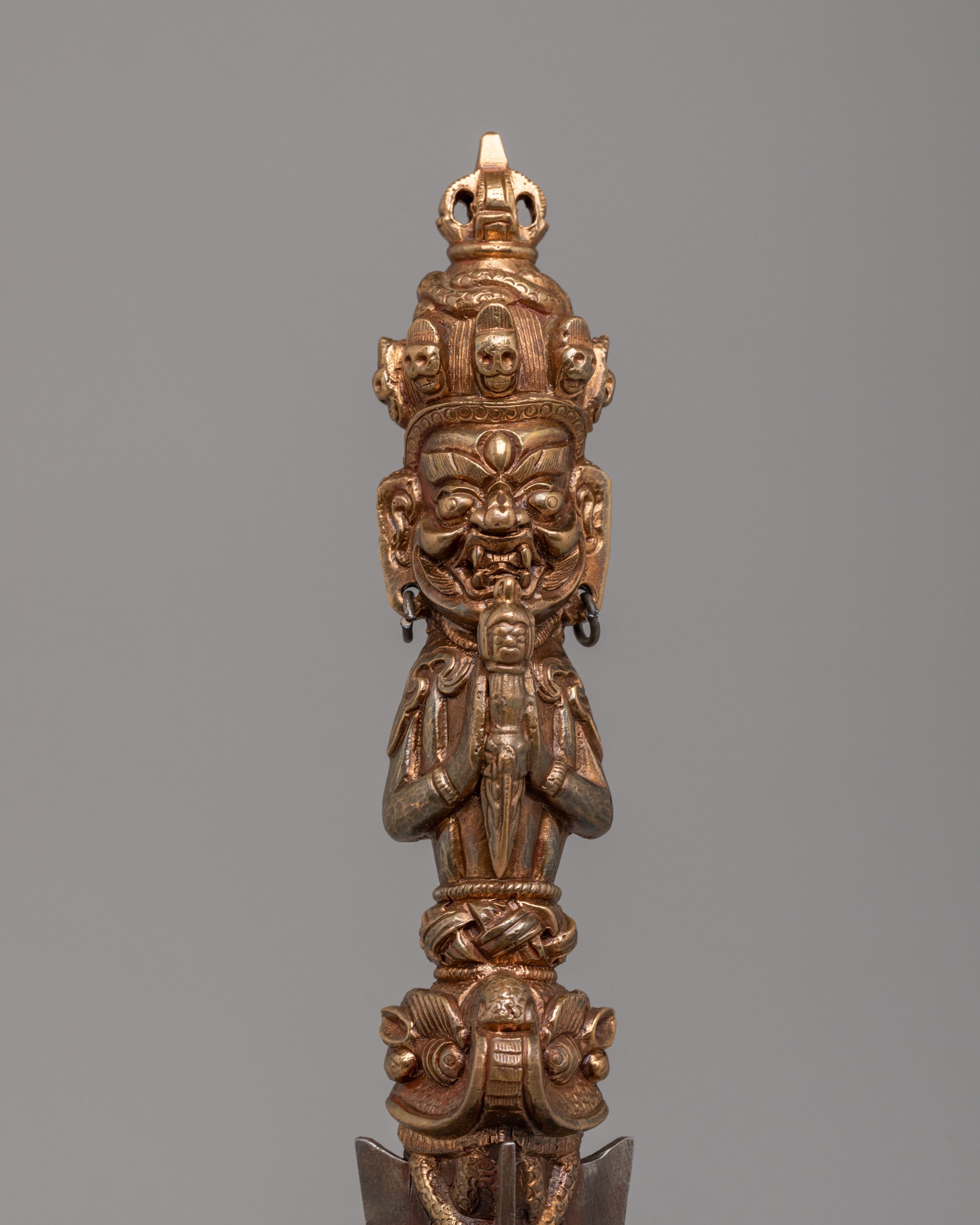 Traditional Ritual Phurba Dagger | Handcrafted Bronze & Iron Blade