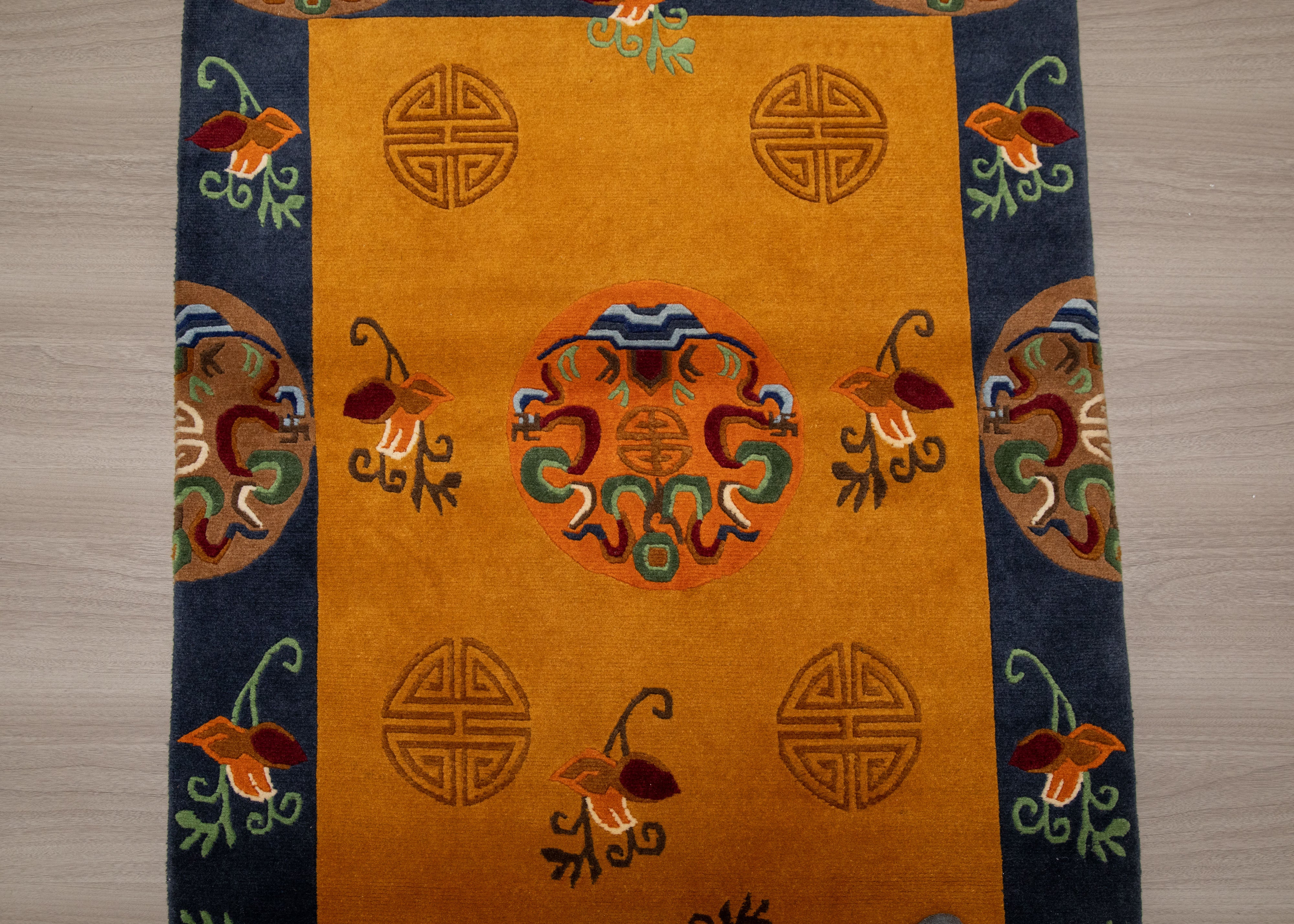 Tibetan Wool Rug | Handmade Spiritual Decor