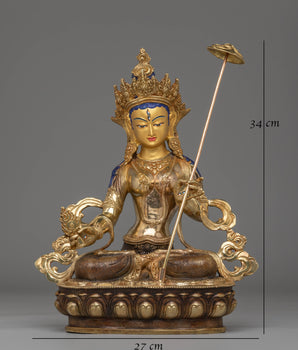 Handcrafted Dukar Copper Statue | 24K Gold Plated Buddhist Art Sculpture