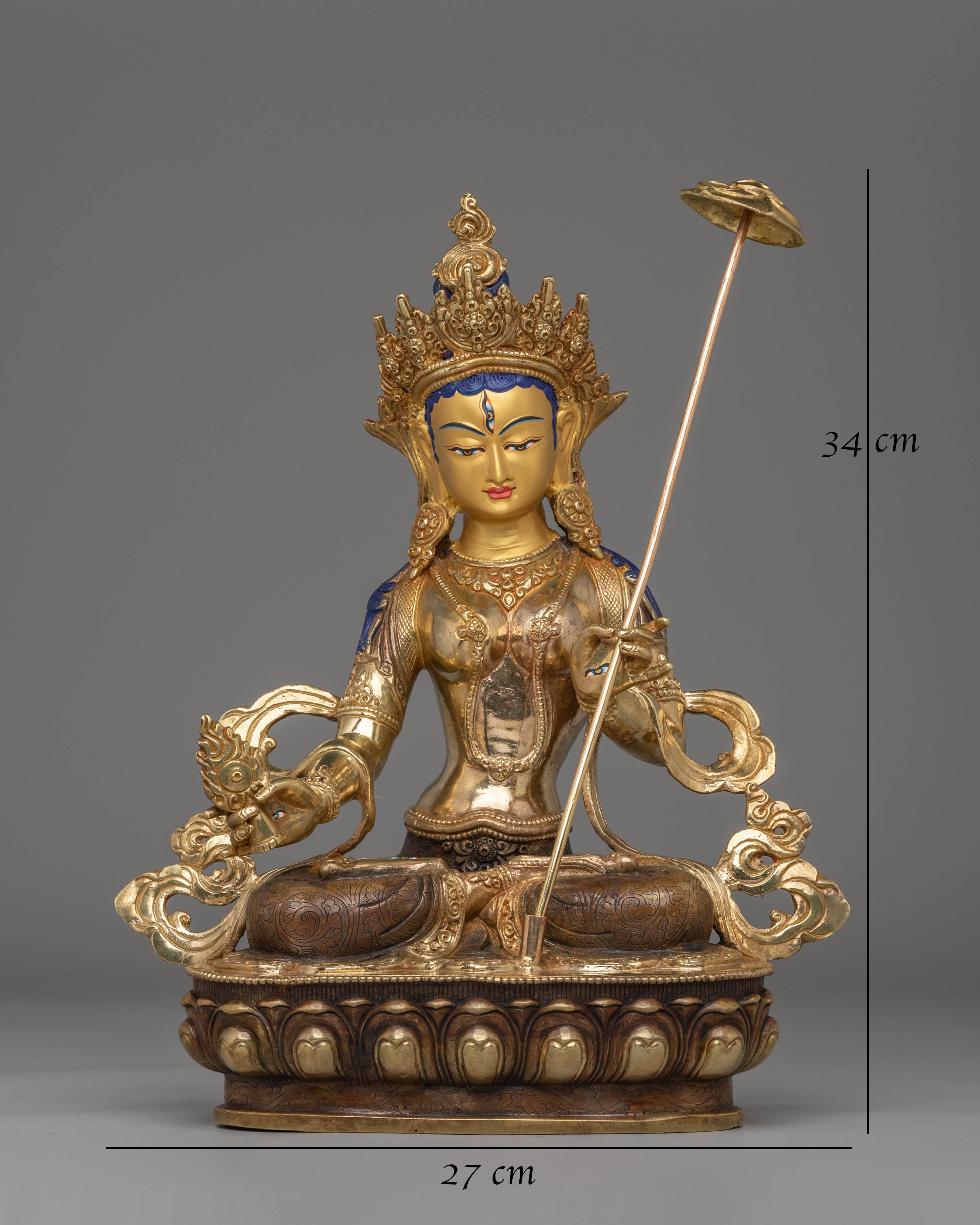 Handcrafted Dukar Copper Statue | 24K Gold Plated Buddhist Art Sculpture
