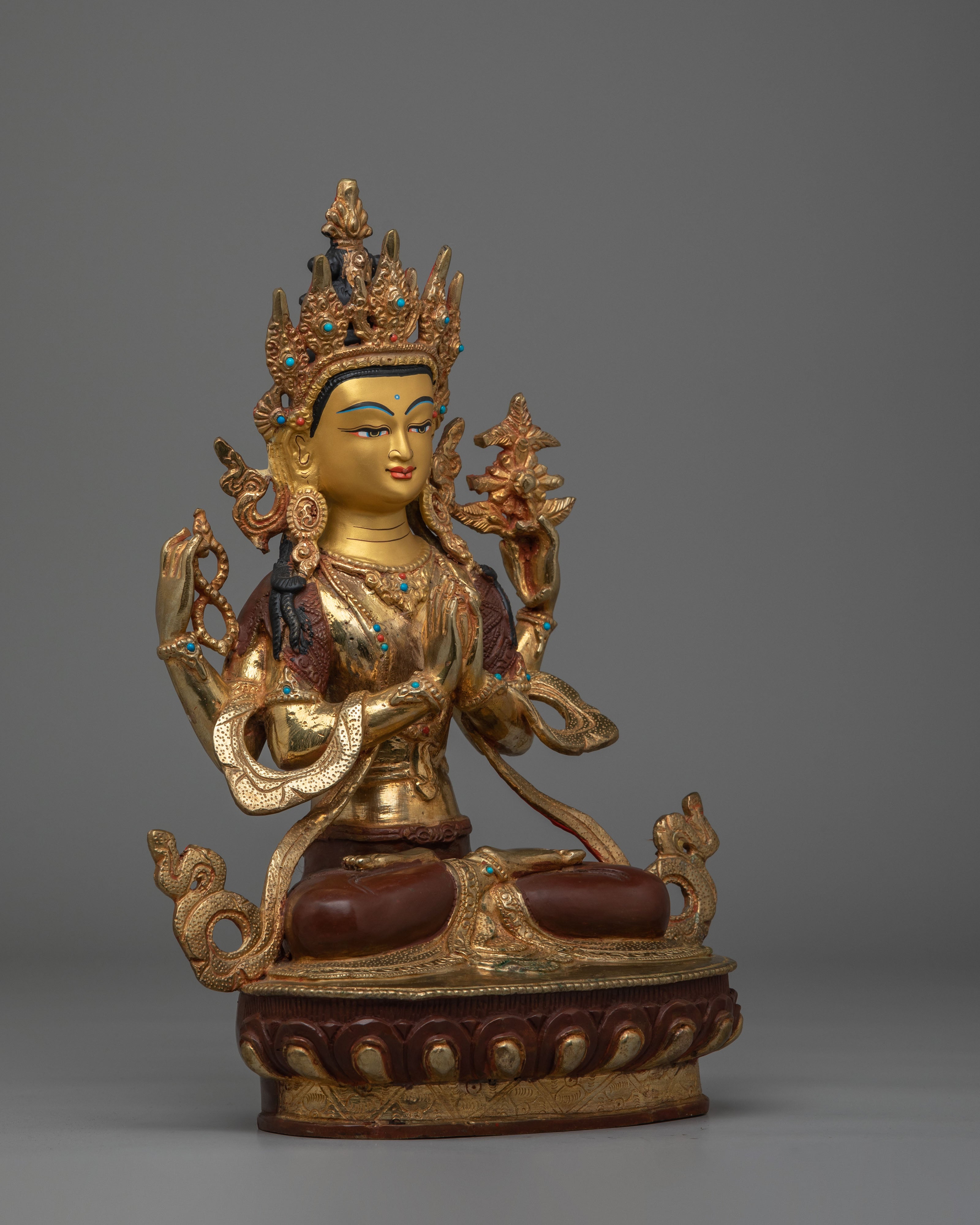 Ceremonial Chenrezig Shrine Statue | Tibetan Buddhist Altar Decor