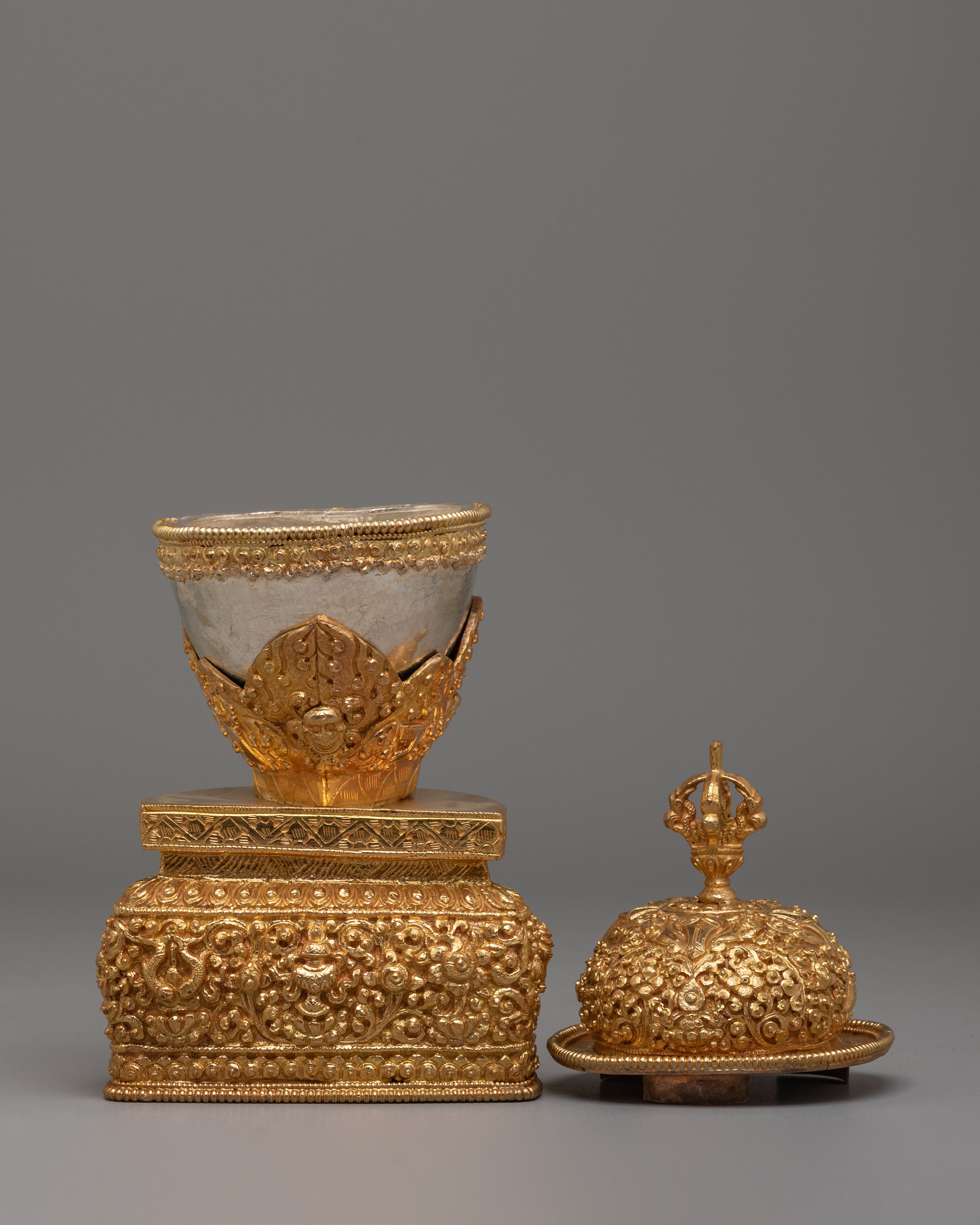 Spiritual Kapala Meditation Set | Tibetan Buddhist Ritual Offering Vessel