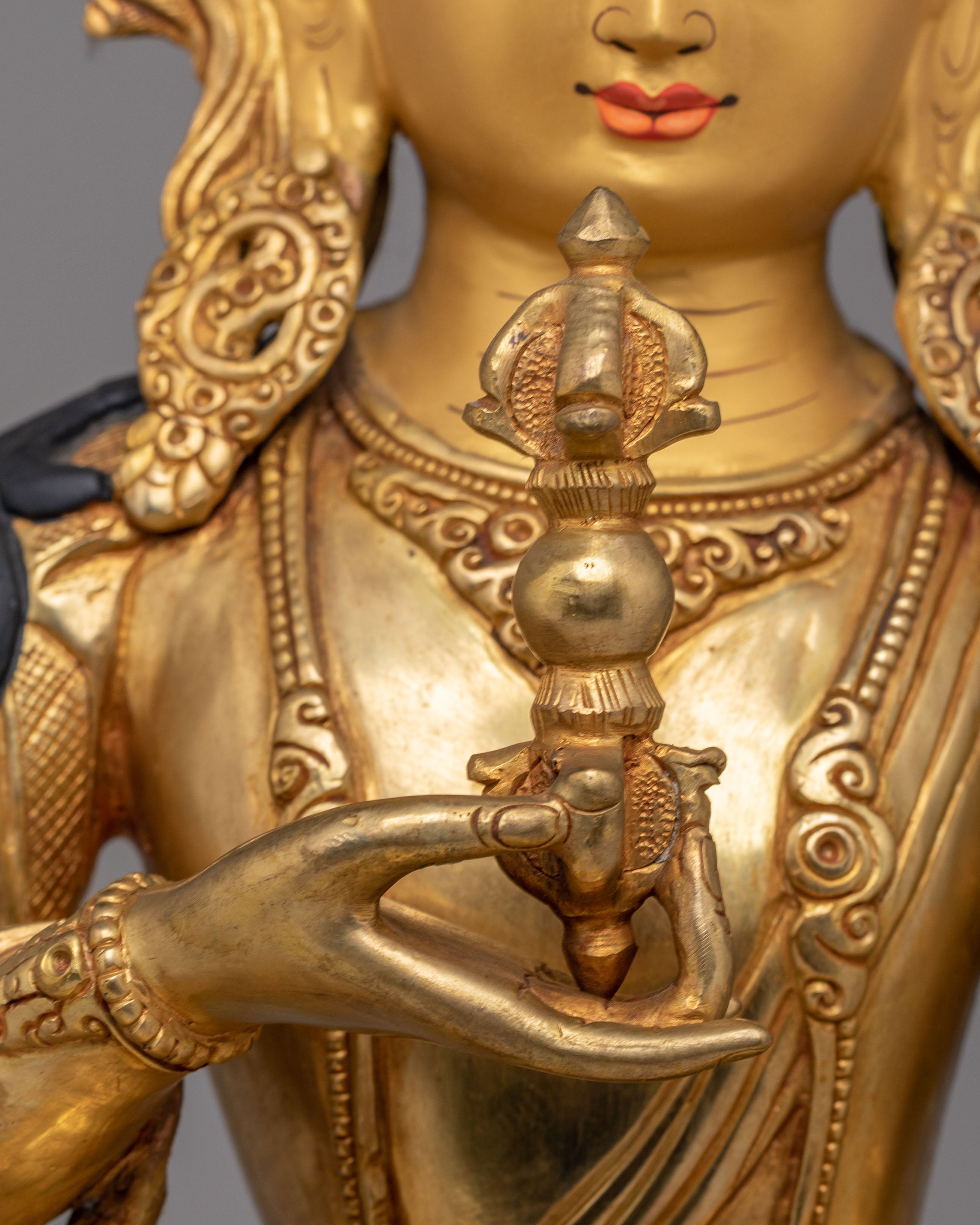 Tibetan Altar Vajrasattva Statue | 24K Gold Plated Buddhist Altar Decor