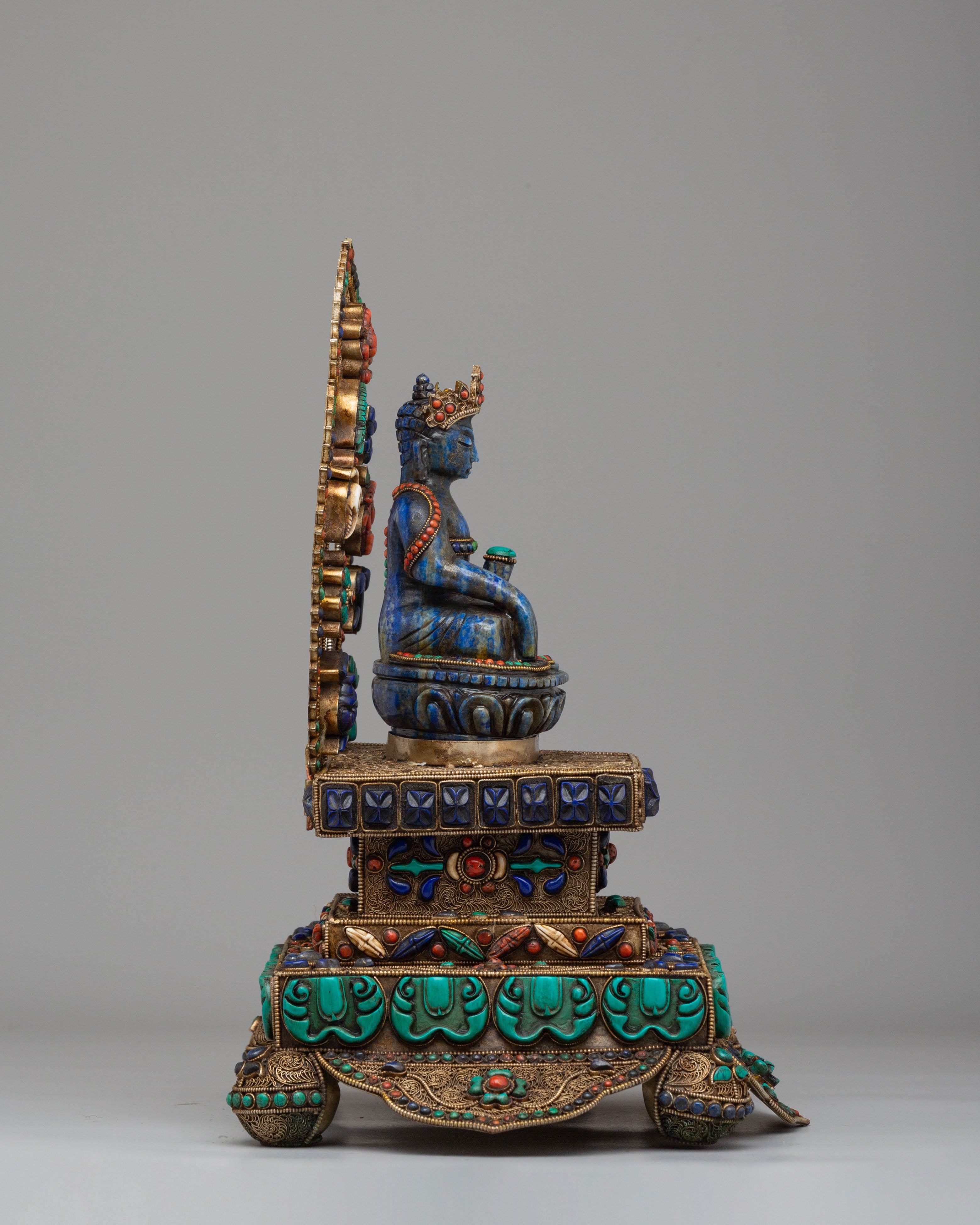 Shakyamuni Buddha on Throne Sculpture | Sacred Tibetan Artwork