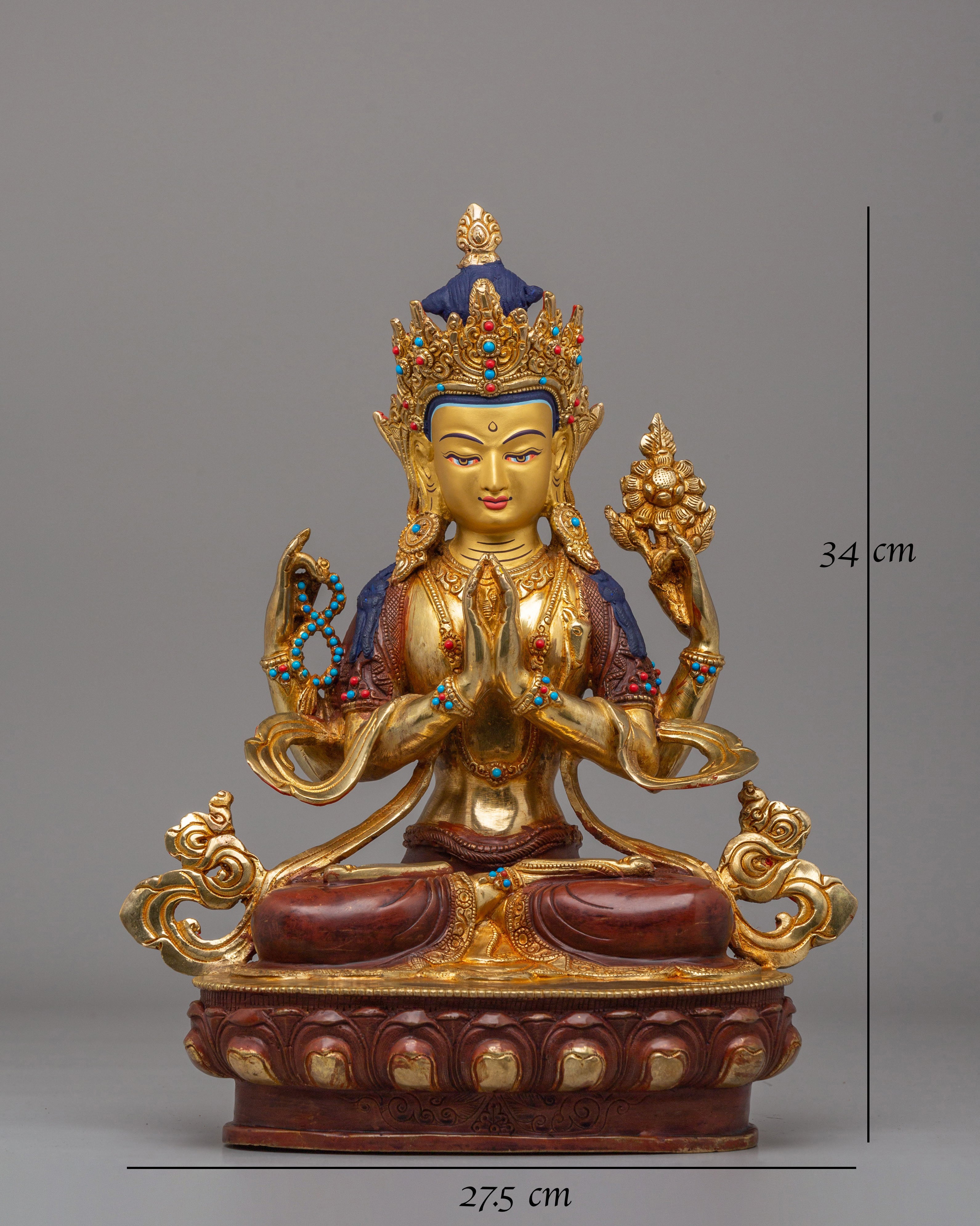 Traditional Chenrezig Statue | Tibetan Compassion Buddha Sculpture
