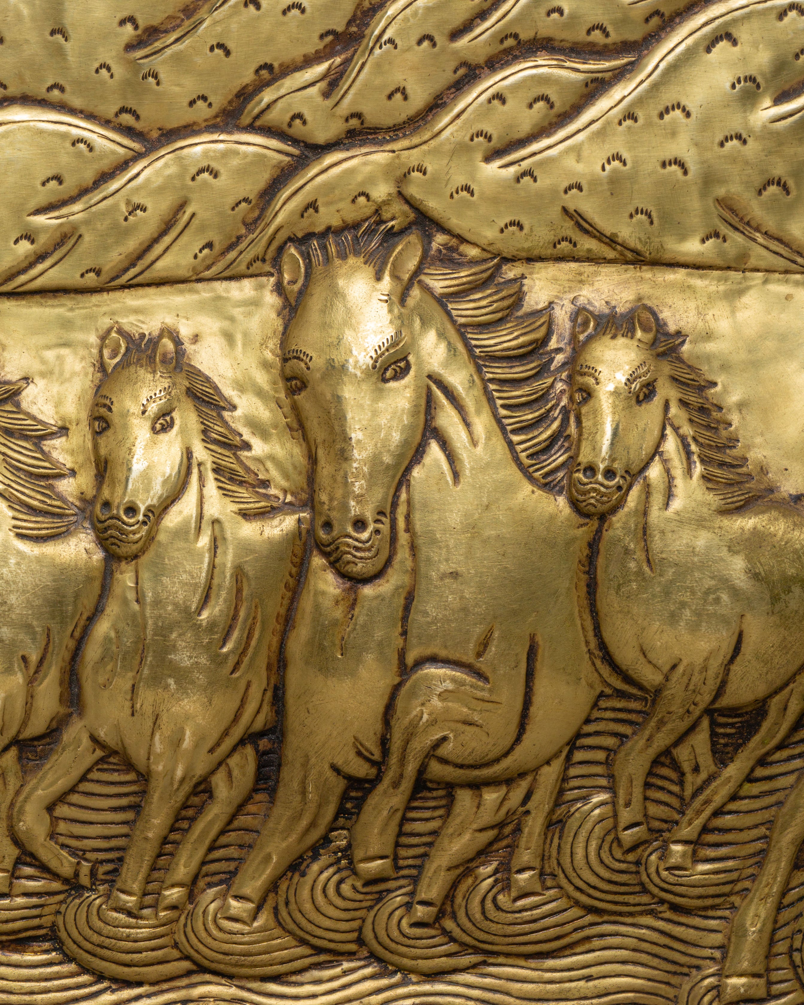 Copper Seven Horses Wall Hanging | Tibetan Decor