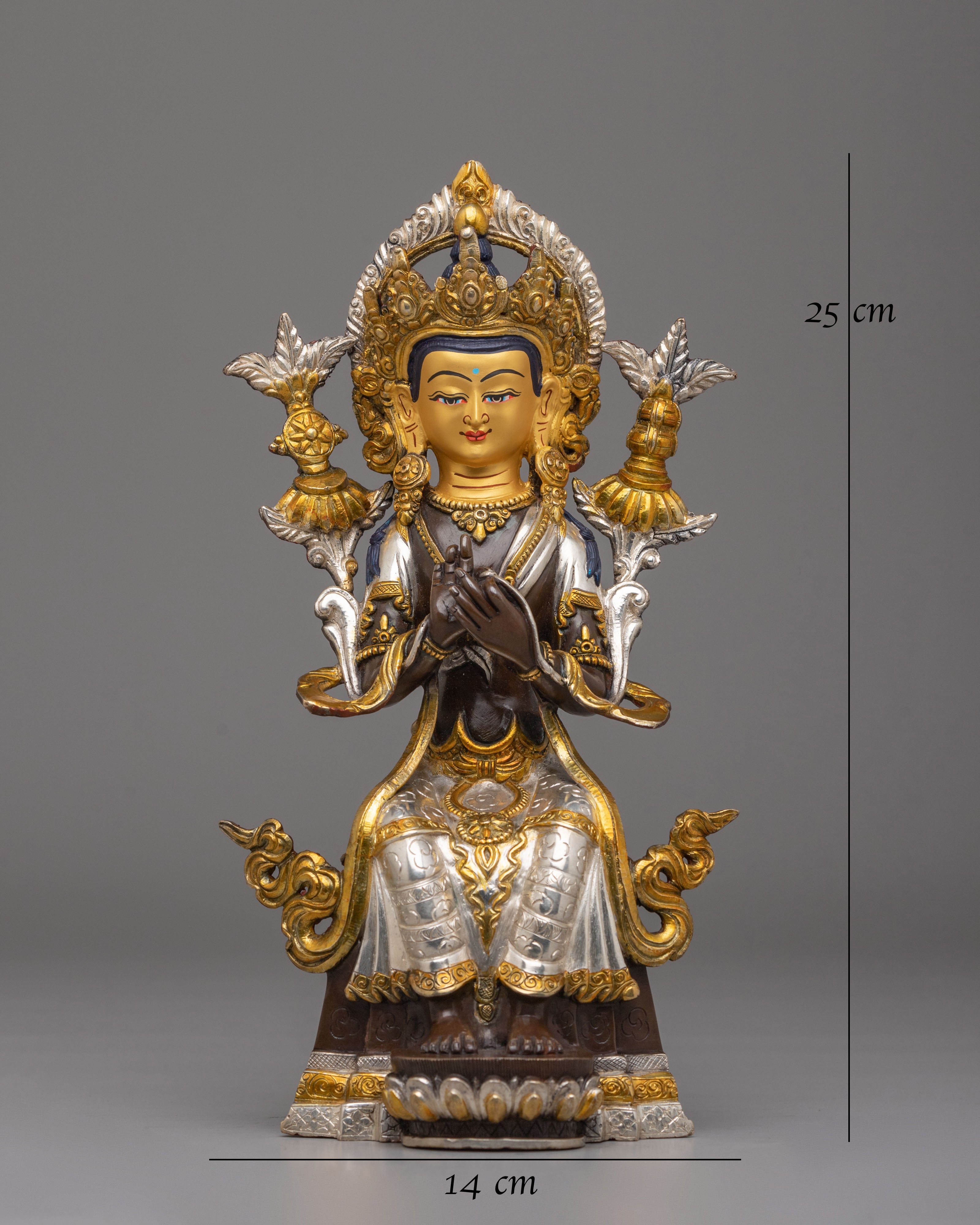 Sacred Maitreya Buddha Statue | 24K Gold Plated Buddhist Art