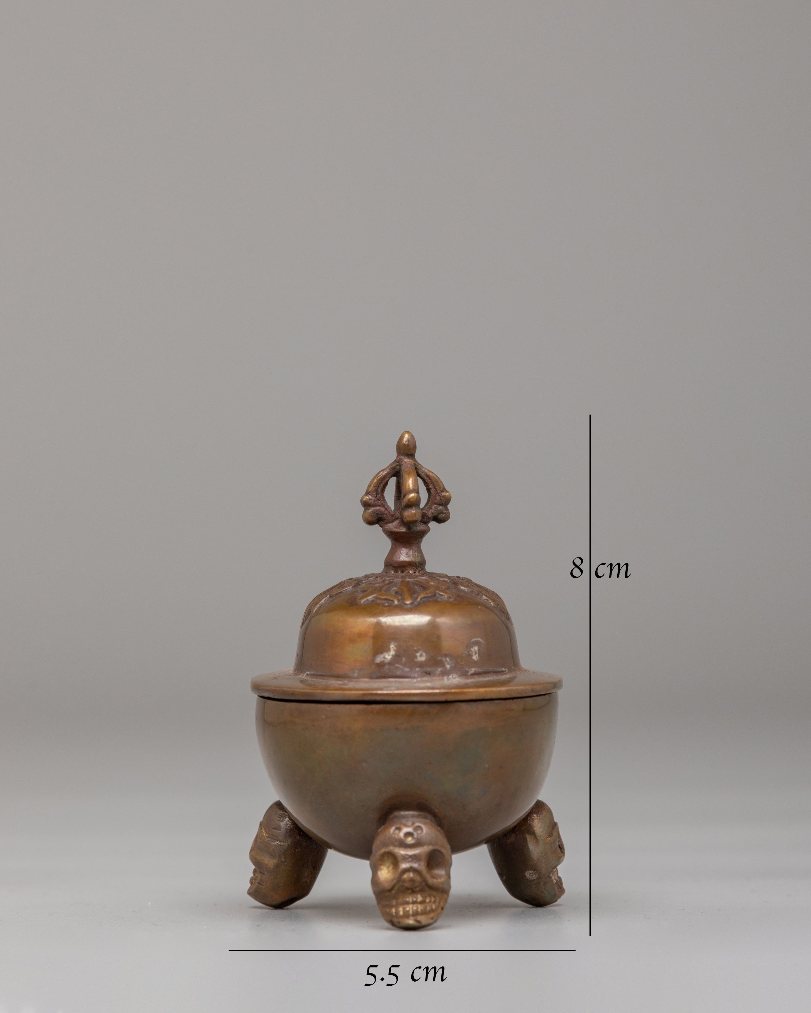 Sacred Tibetan Ritual Kapala | Oxidized Brass Offering Vessel