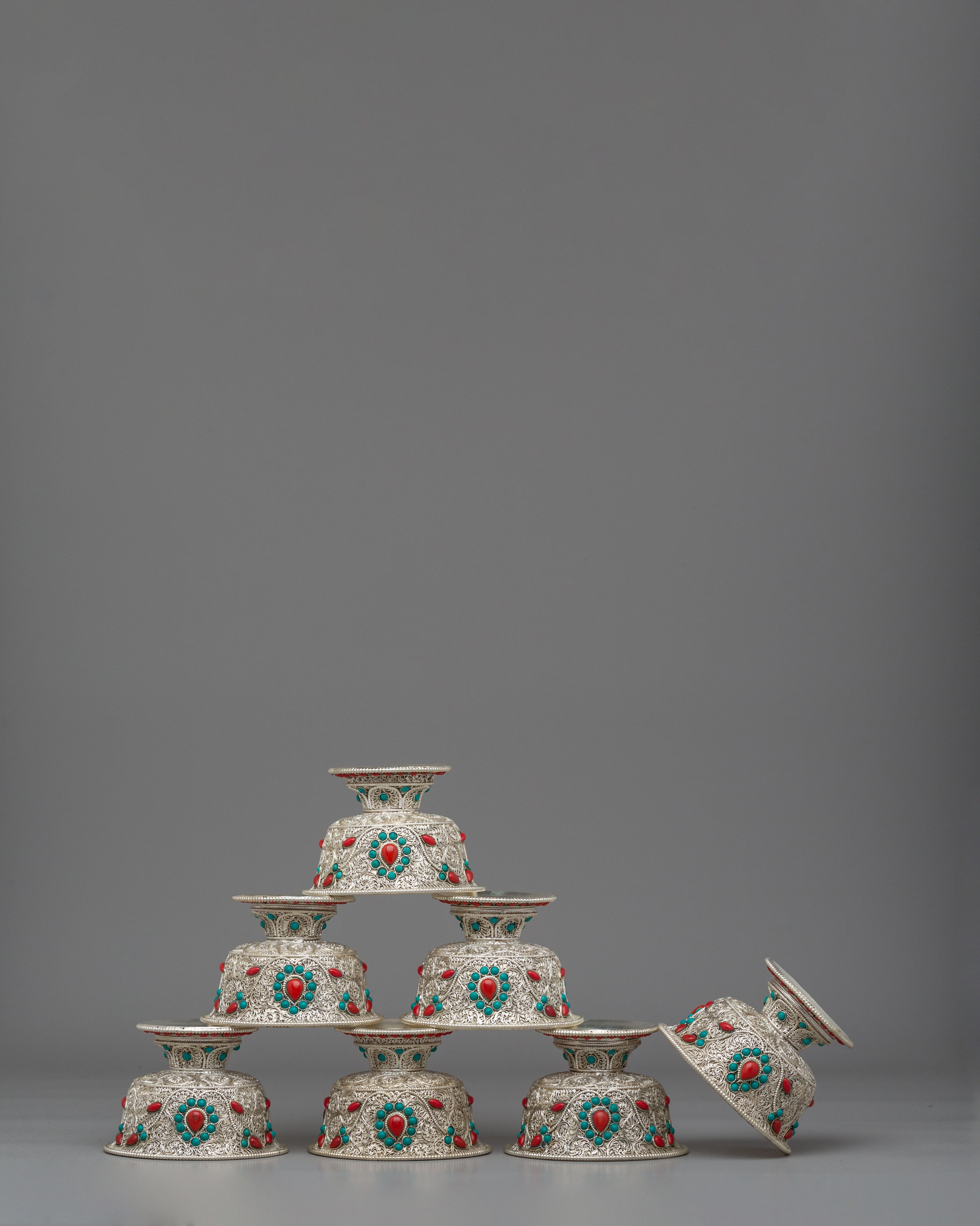 Handmade Offering Bowl Set | Tibetan Ritual Bowls for Altar