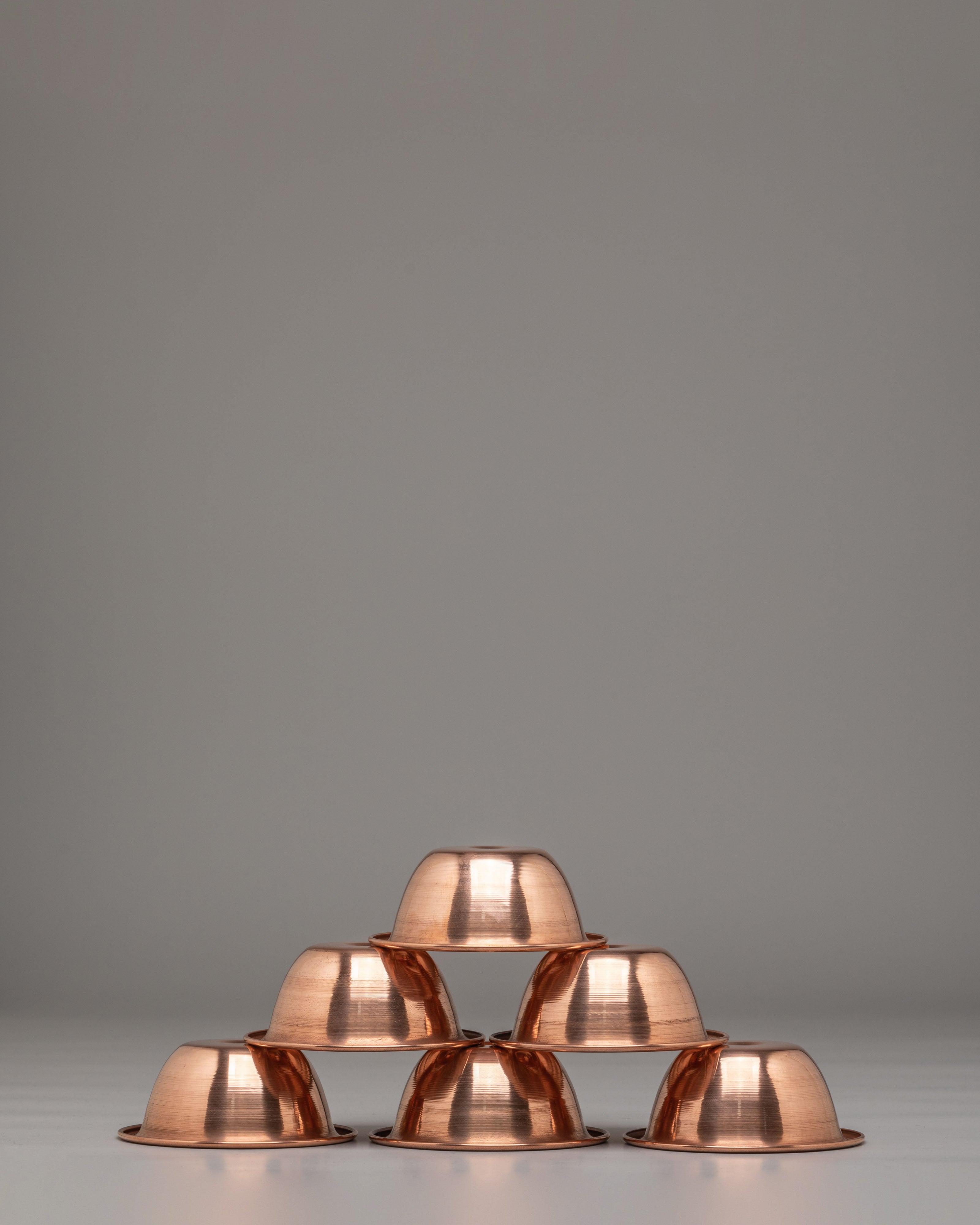 Spiritual Water Offering Bowl Set | Copper Bowls for Tibetan Rituals