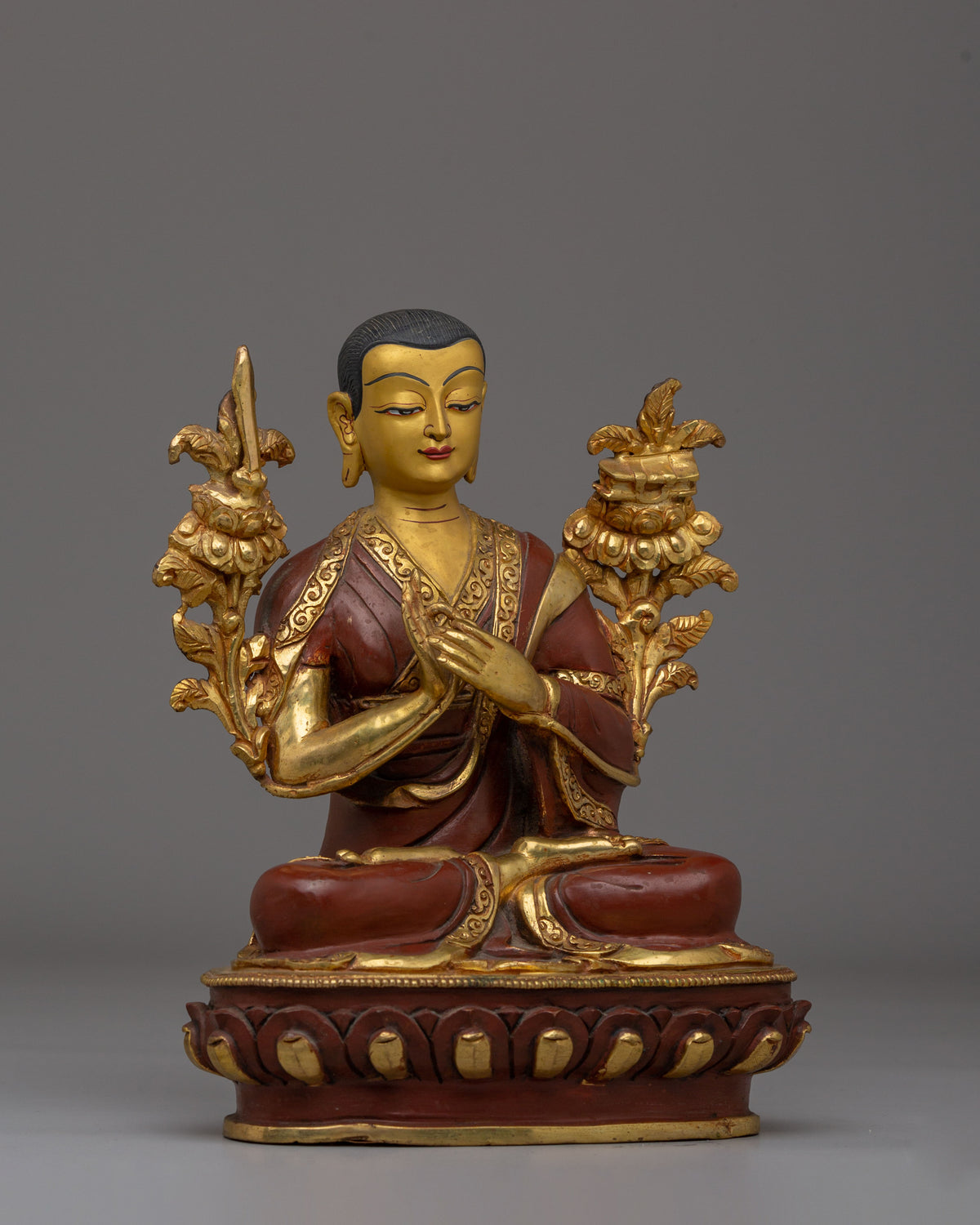 Handcrafted Sacred Tsongkhapa Set Statue | Tibetan Spiritual Artwork