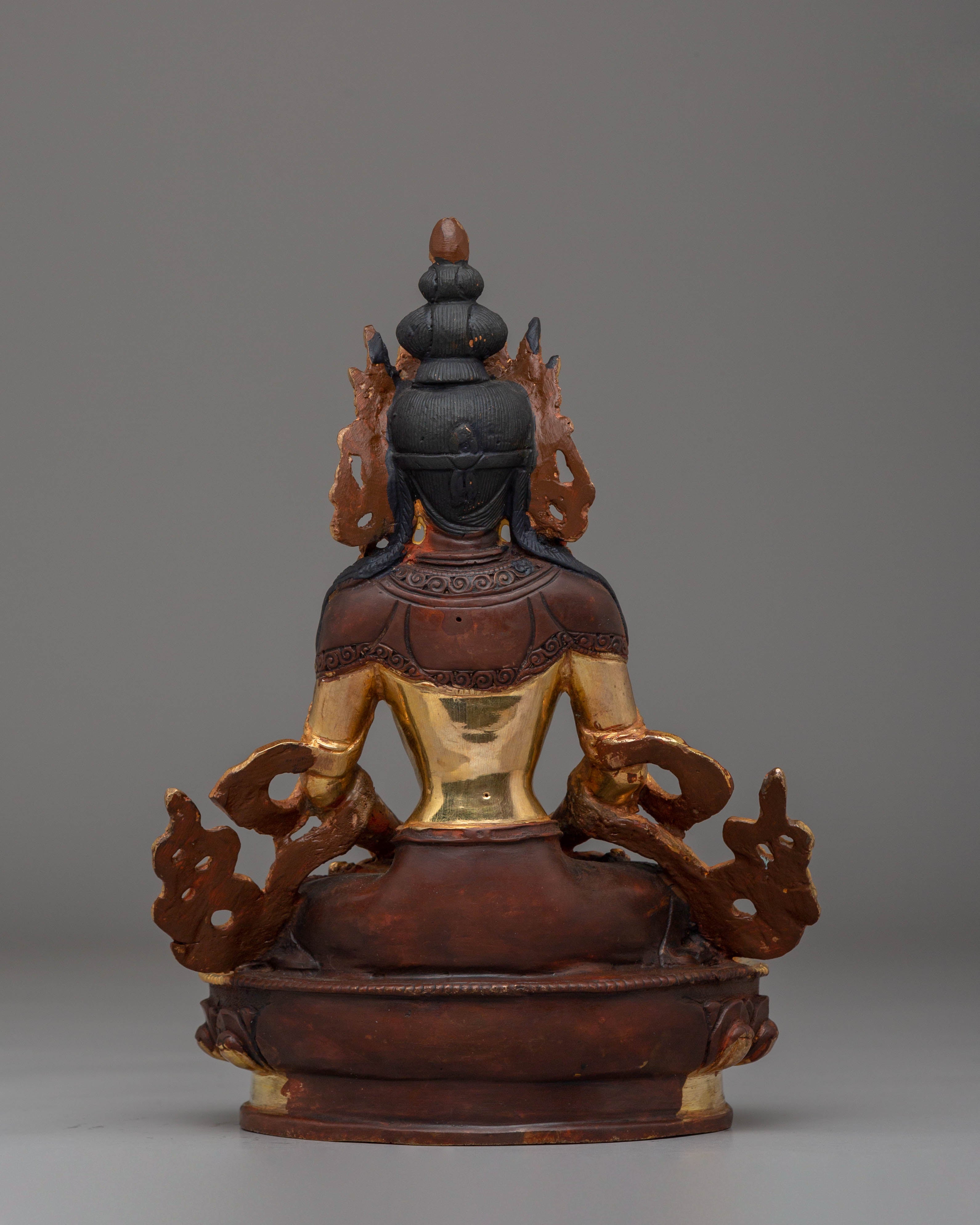 Handmade Golden Statue of Amitayus | Symbol of Longevity and Spiritual Blessings