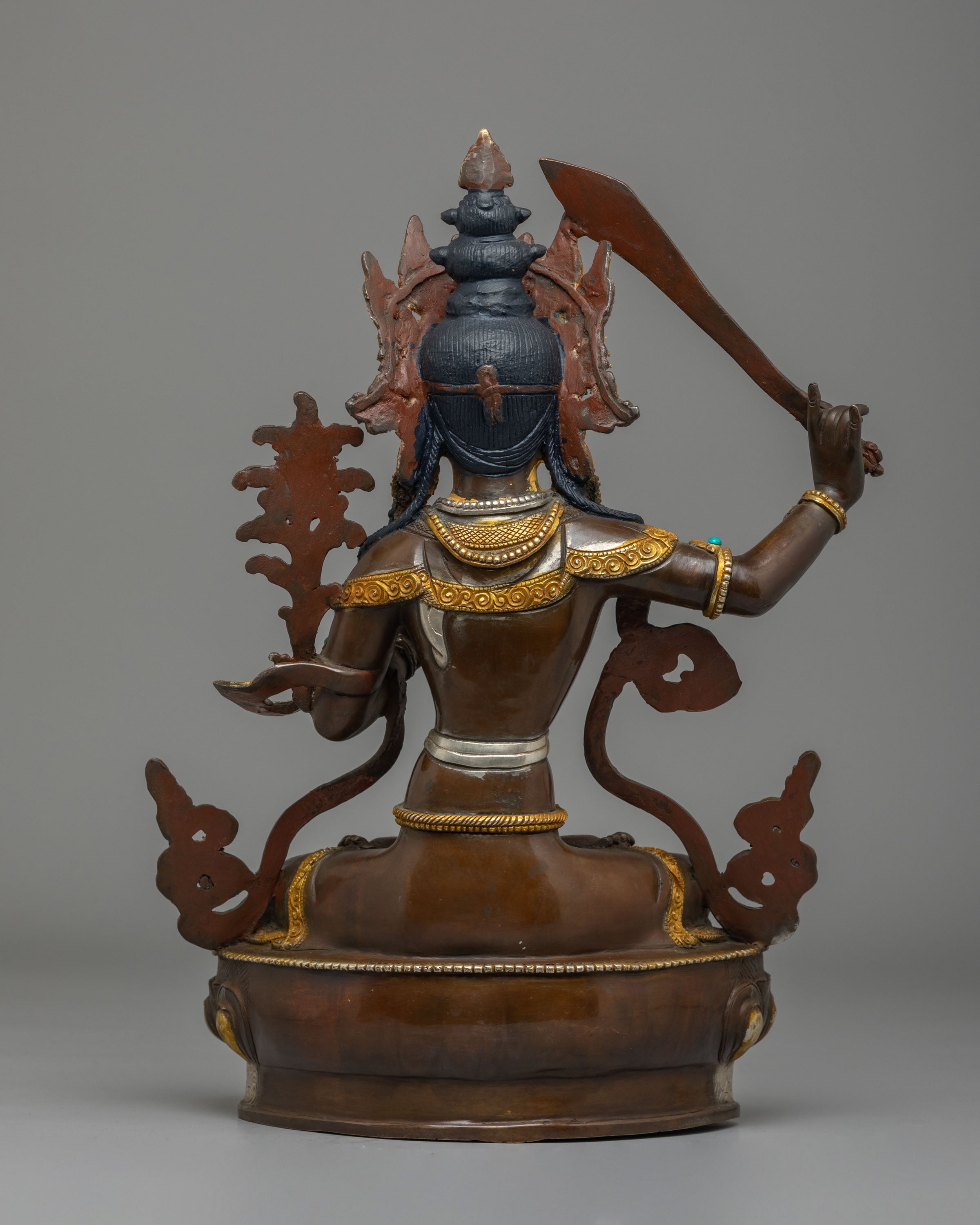 Tibetan Manjushri Sculpture | Gold Plated Buddhist Art