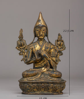 Handcrafted Tsongkhapa Buddhist Statue | Spiritual Tibetan Figurine