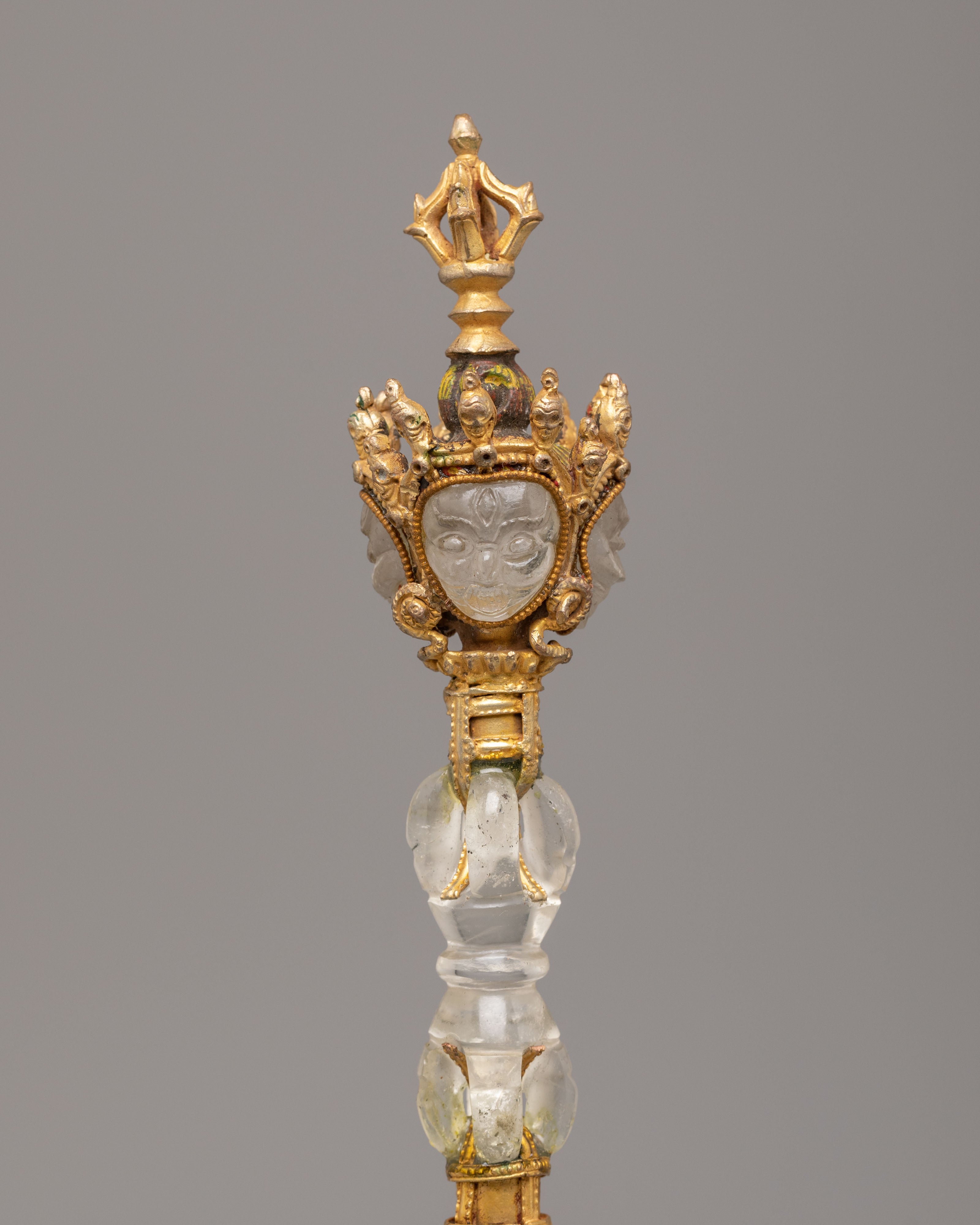 Sacred Buddhist Crystal Ritual Dagger | Phurba for Altar