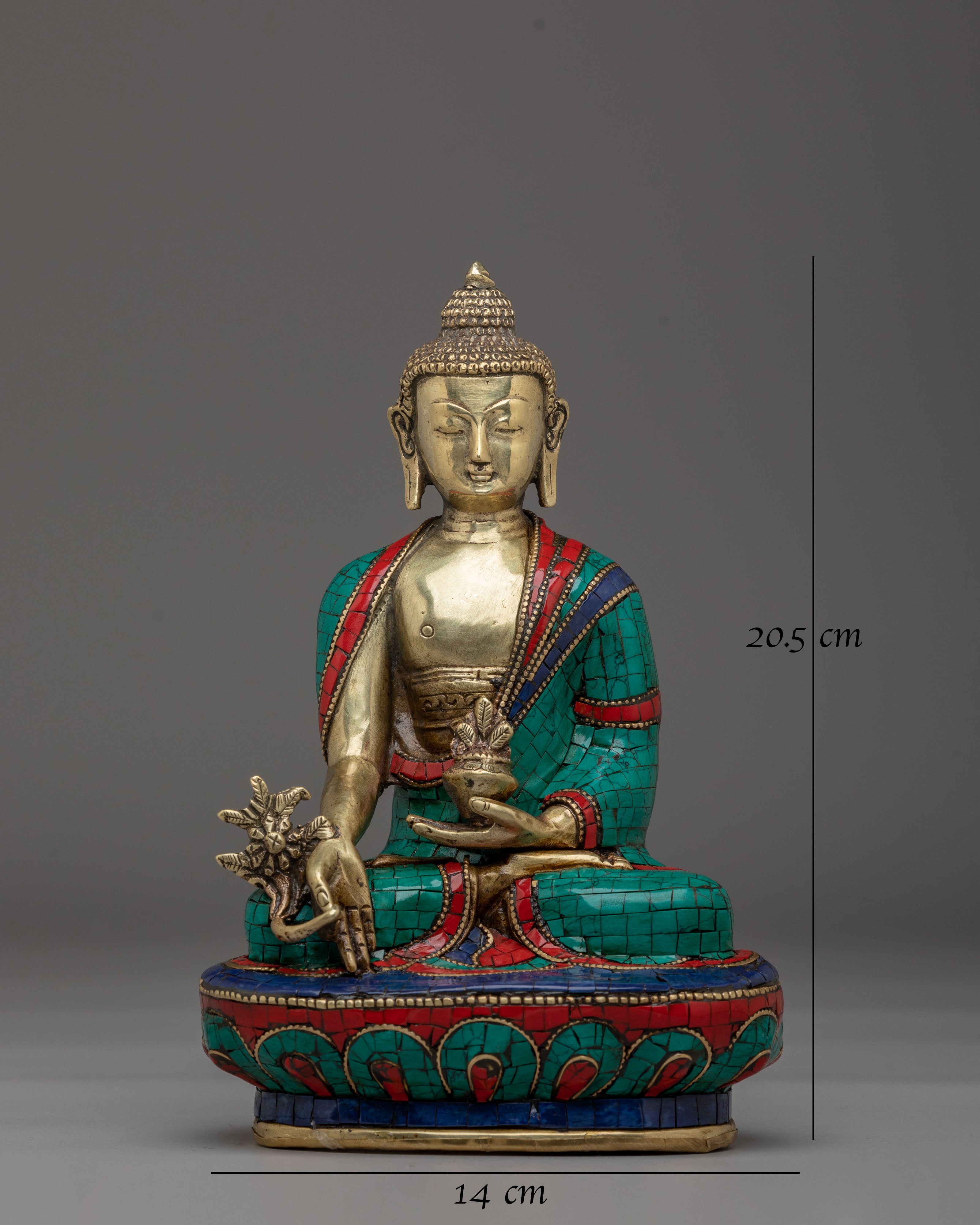 Medicine Buddha Statue With Healing Nectar | Handcrafted Tibetan Sculpture