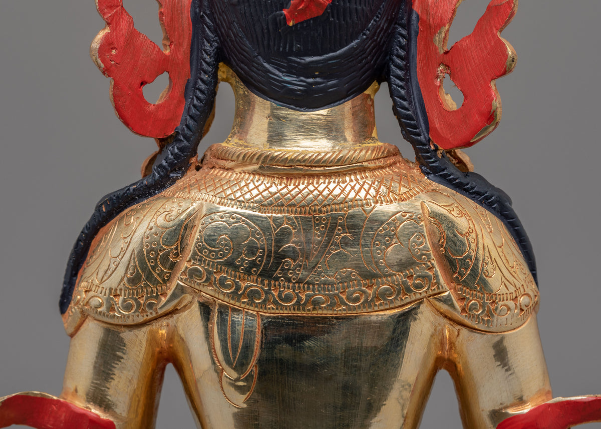 Traditional Amitayus Sculpture | 24K Mercury Gold Plated Copper Statue
