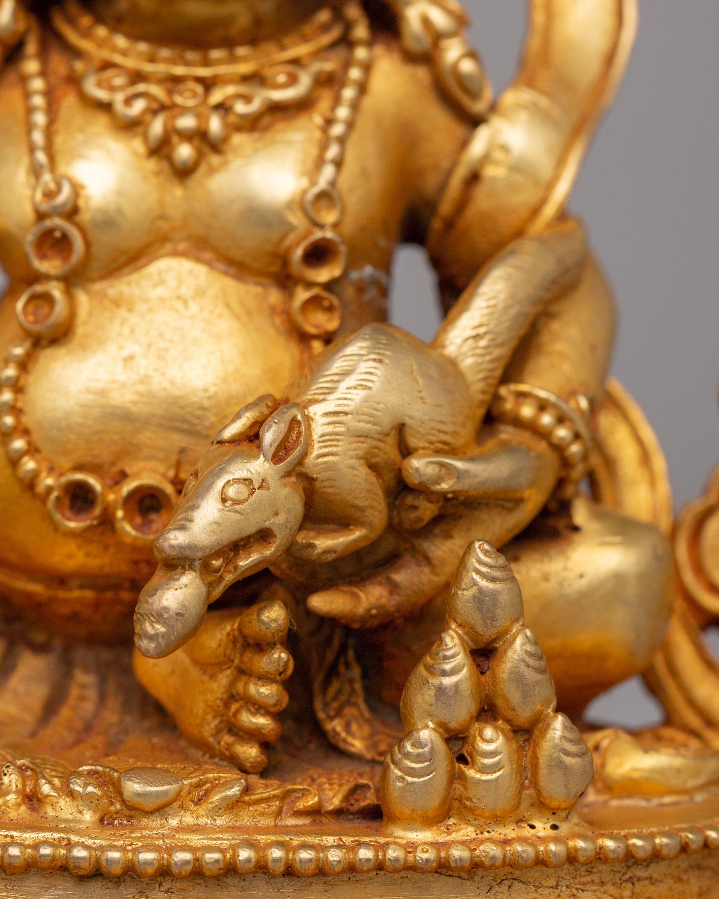 Traditional Dzambhala Deity Statue | Handcrafted Gold-Plated Copper Art