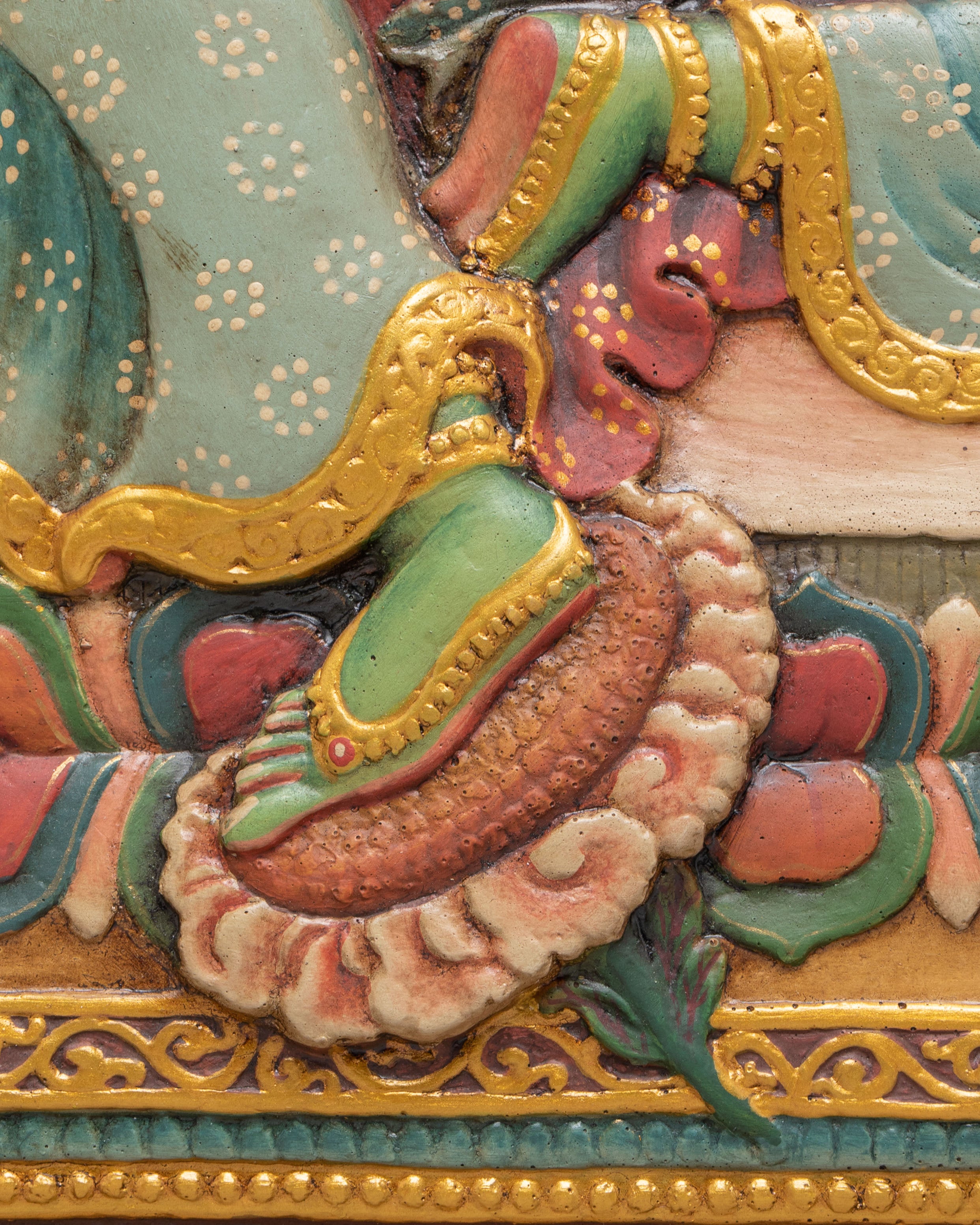 Traditional Green Tara Wall Hanging | Handcrafted Wooden Art