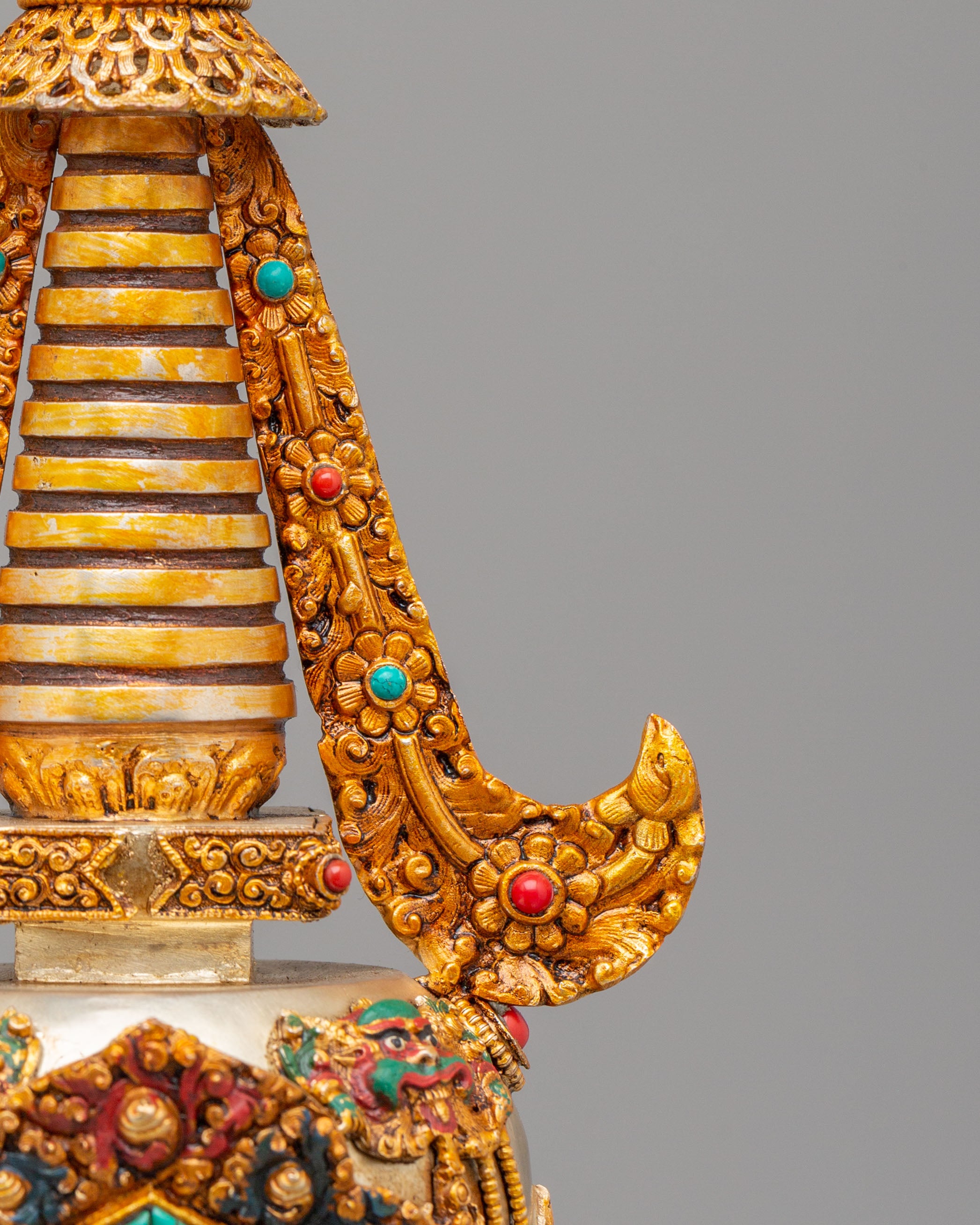 Traditional Enlightenment Chorten | Handcrafted Tibetan Stupa for Altar Decor