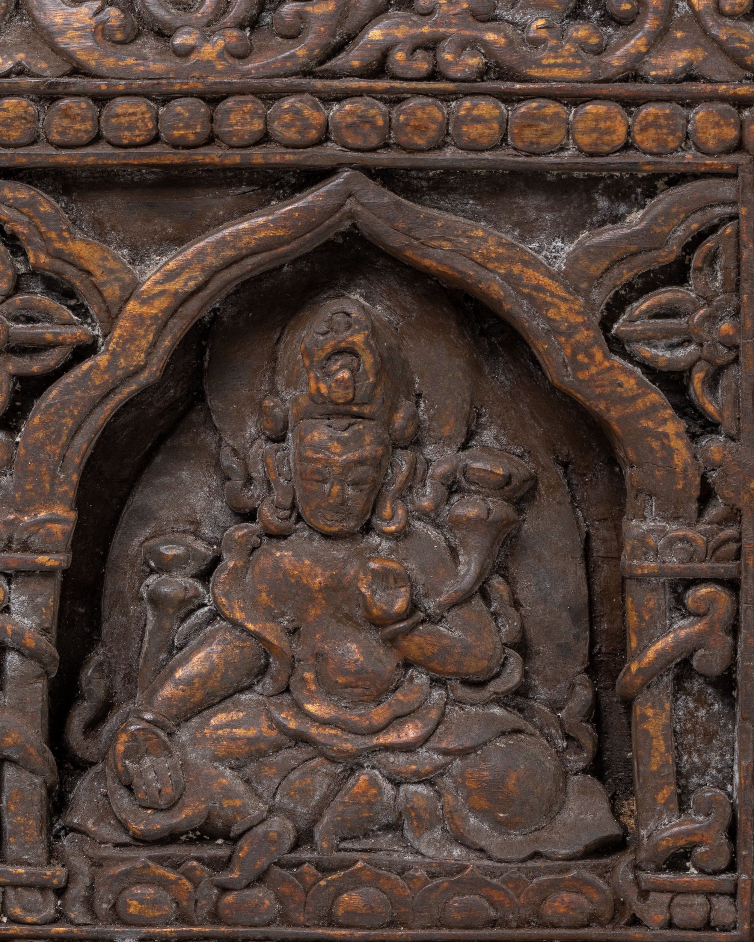 Buddhist Deities Wall Hanging | Handcrafted Carved Wooden Panel