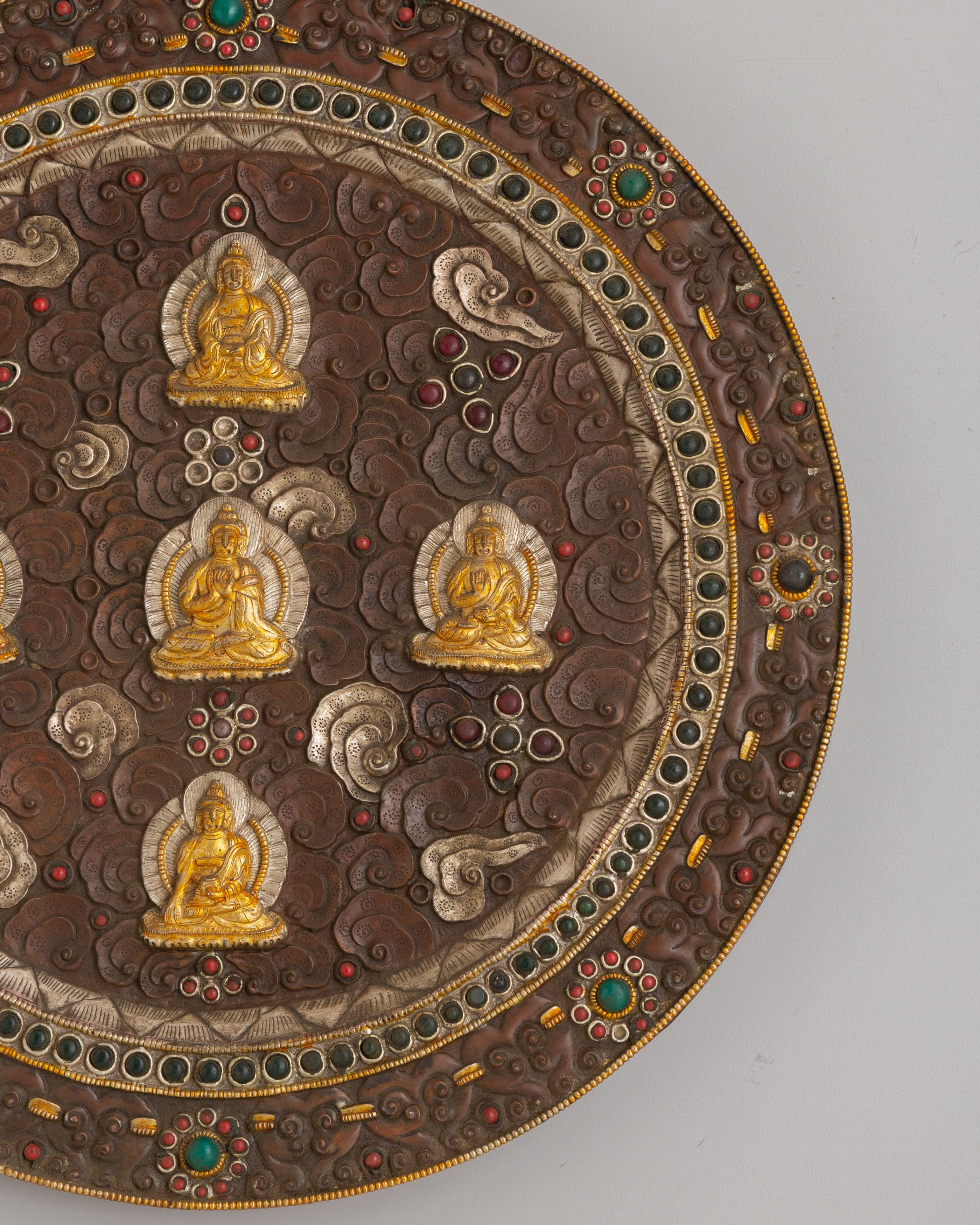 Sacred Five-Buddha Mandala Wall Hanging | Traditional Tibetan Artwork