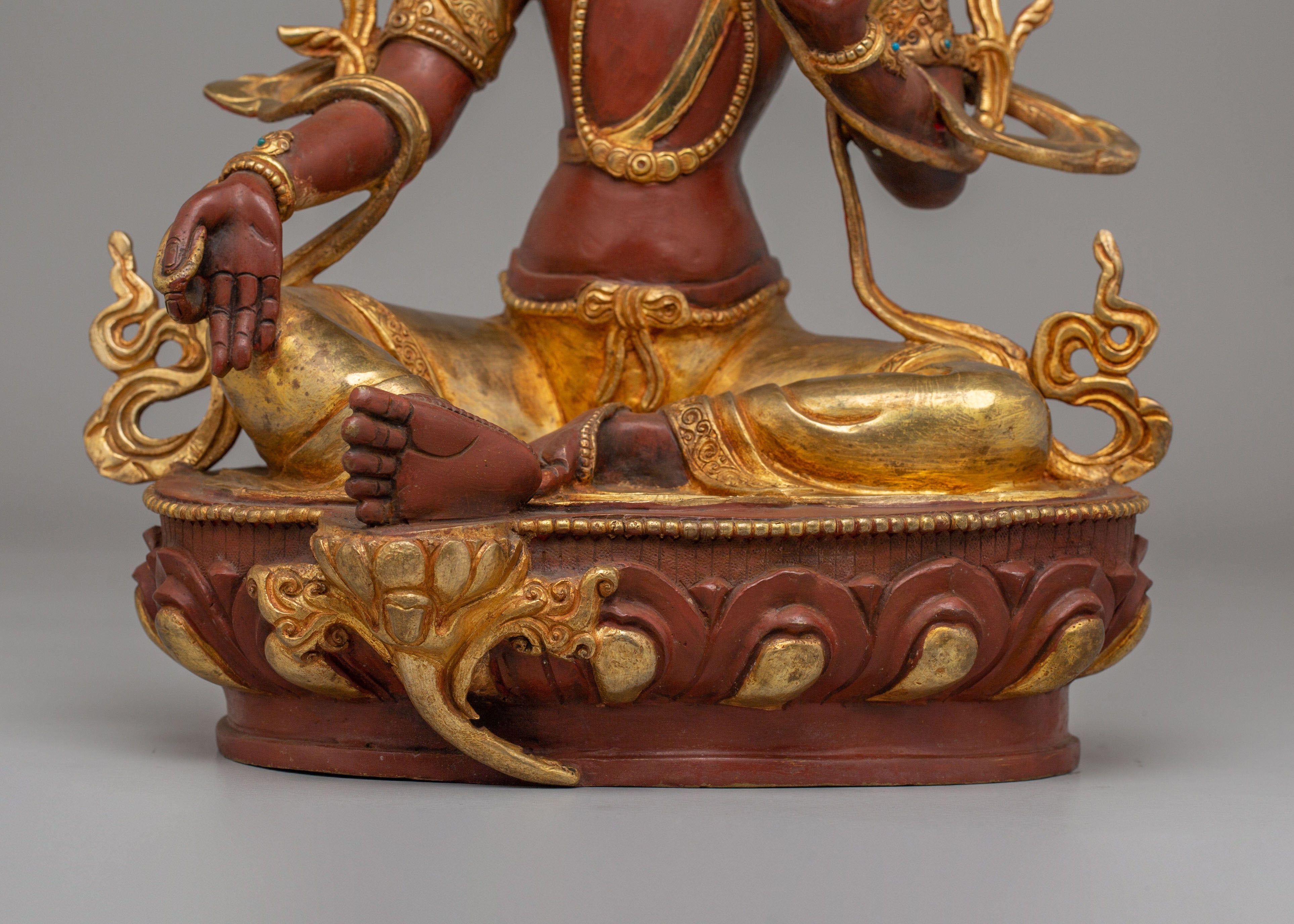 Sacred Green Tara Devotional Statue | Tibetan Copper Statue for Meditation