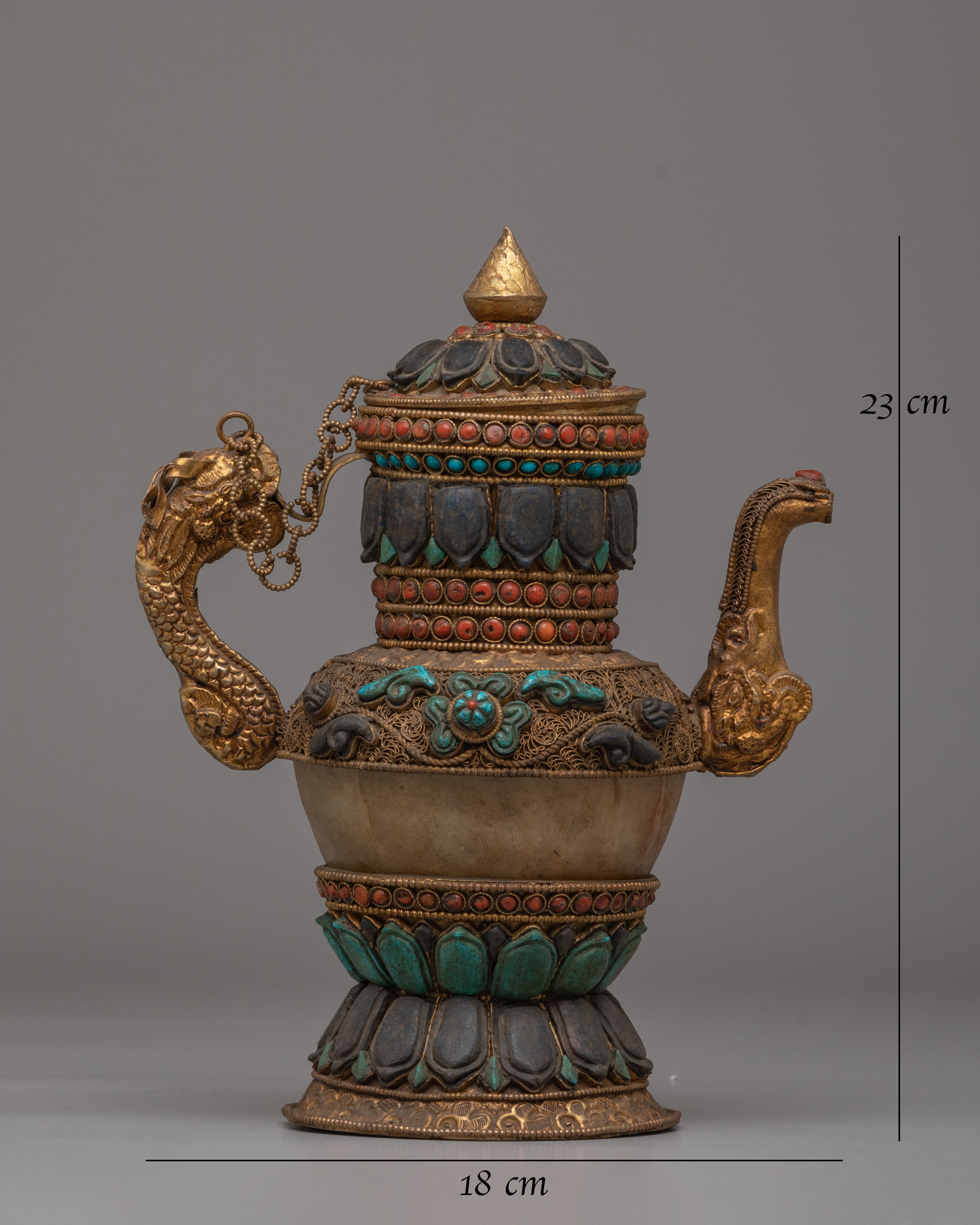 Decorative Handcrafted Teapot | Gemstone & Crystal Copper Teapot