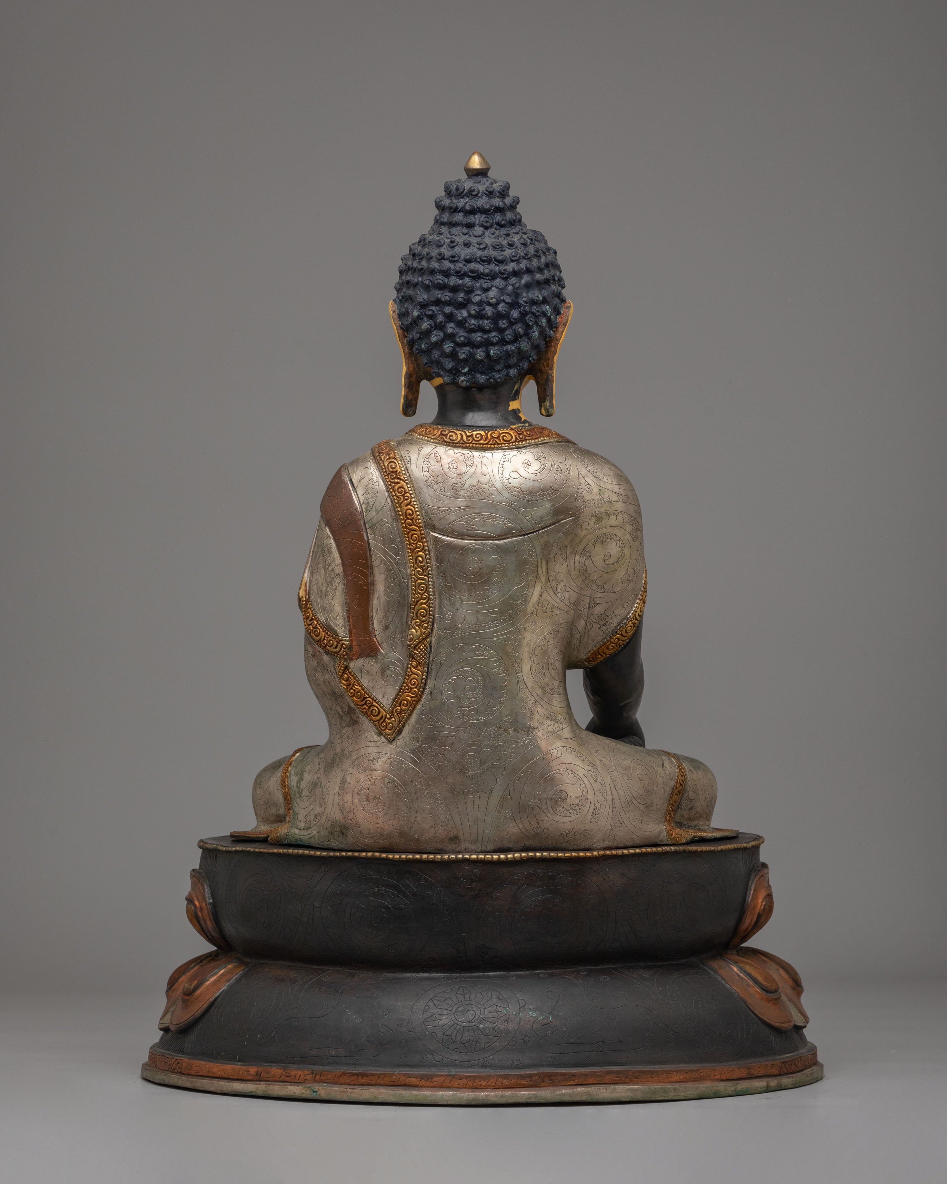 Ceremonial Shakyamuni Buddha Deity Statue | 24K Gold Plated with Silver and Acrylic